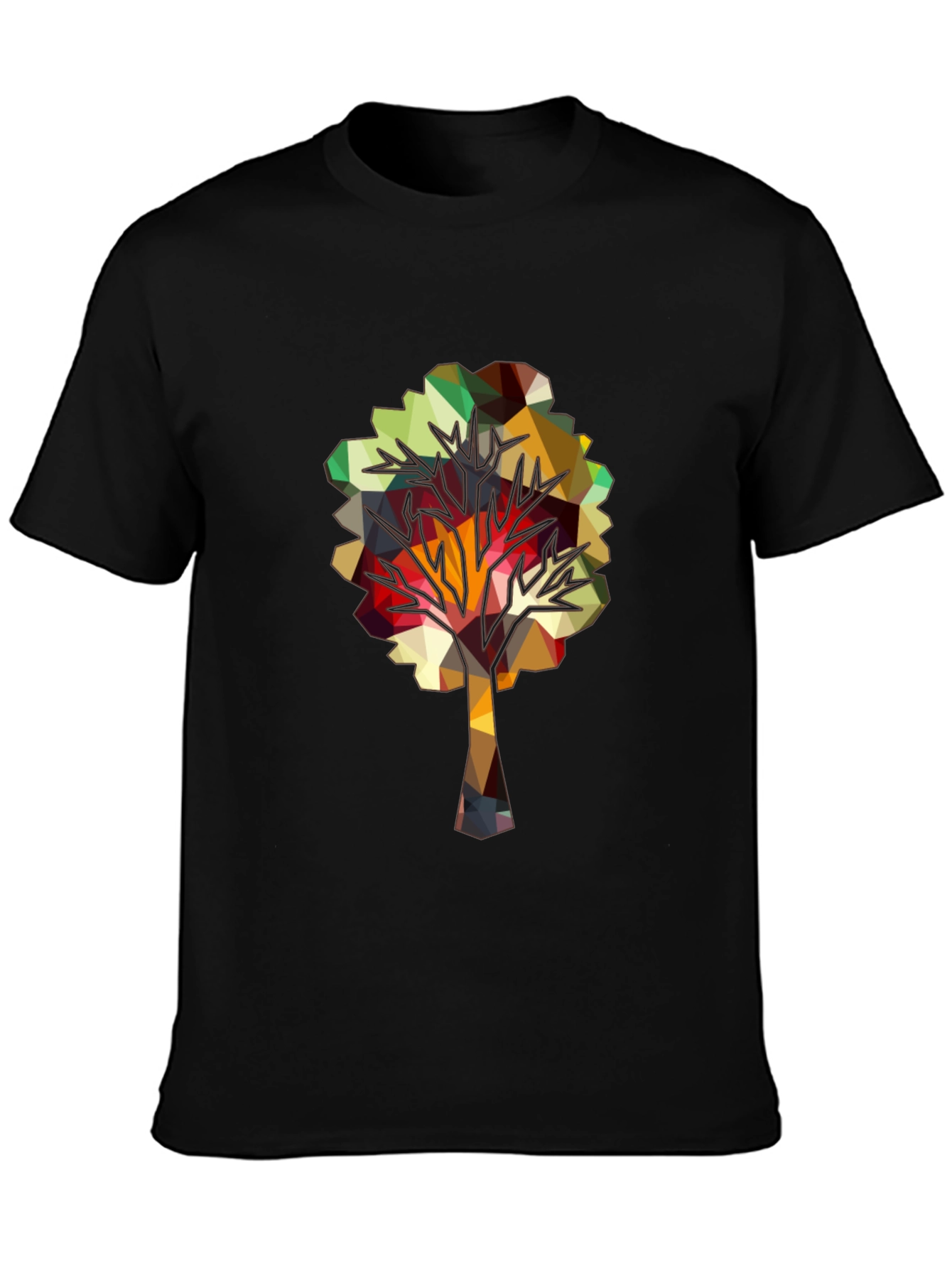 Geometric Tree Graphic Tee - Abstract Polygonal Art Shirt