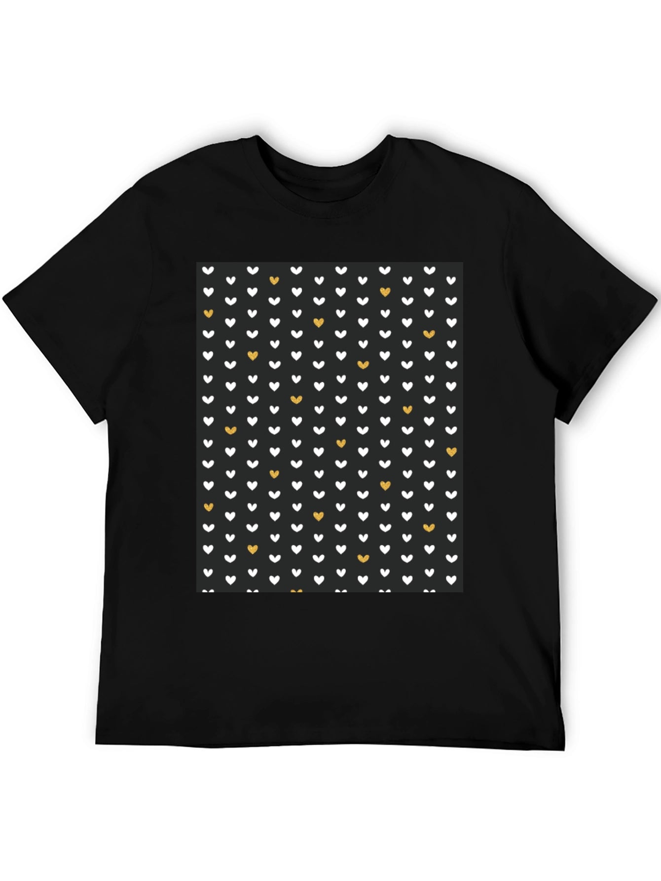 Heart Pattern Black T-Shirt