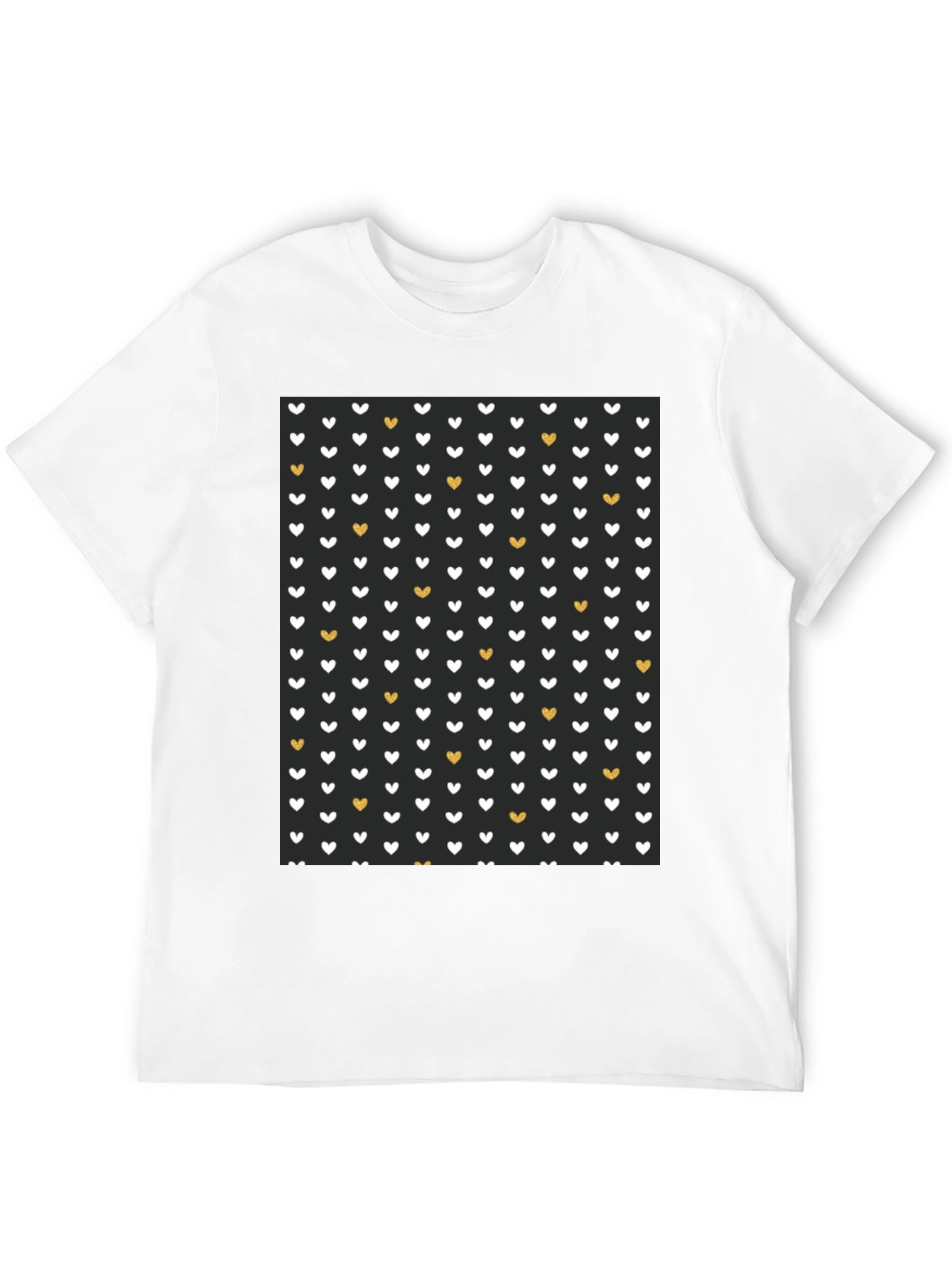 Heart Pattern Black T-Shirt