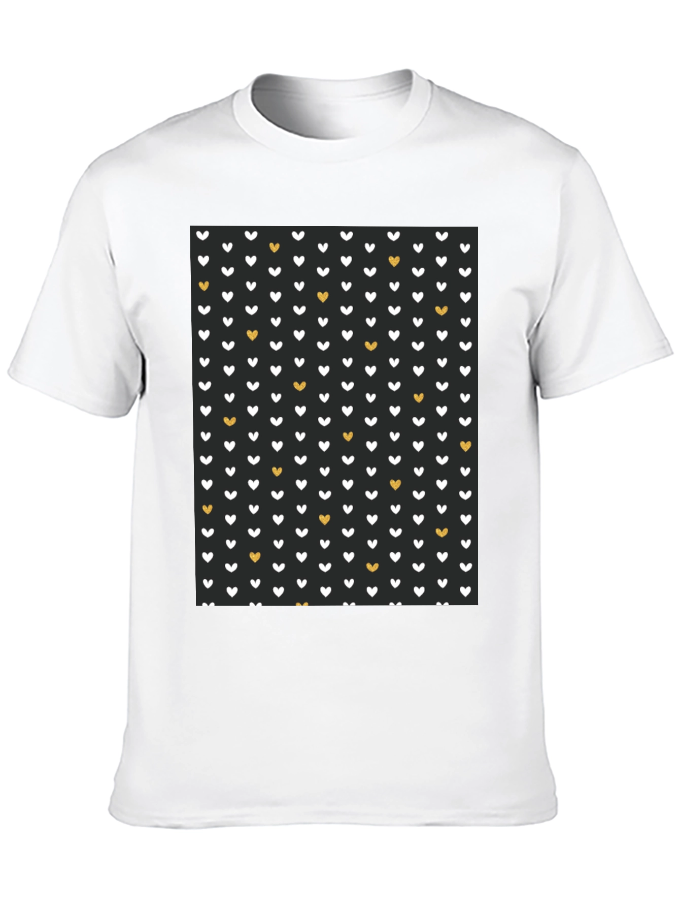 Heart Pattern Black T-Shirt
