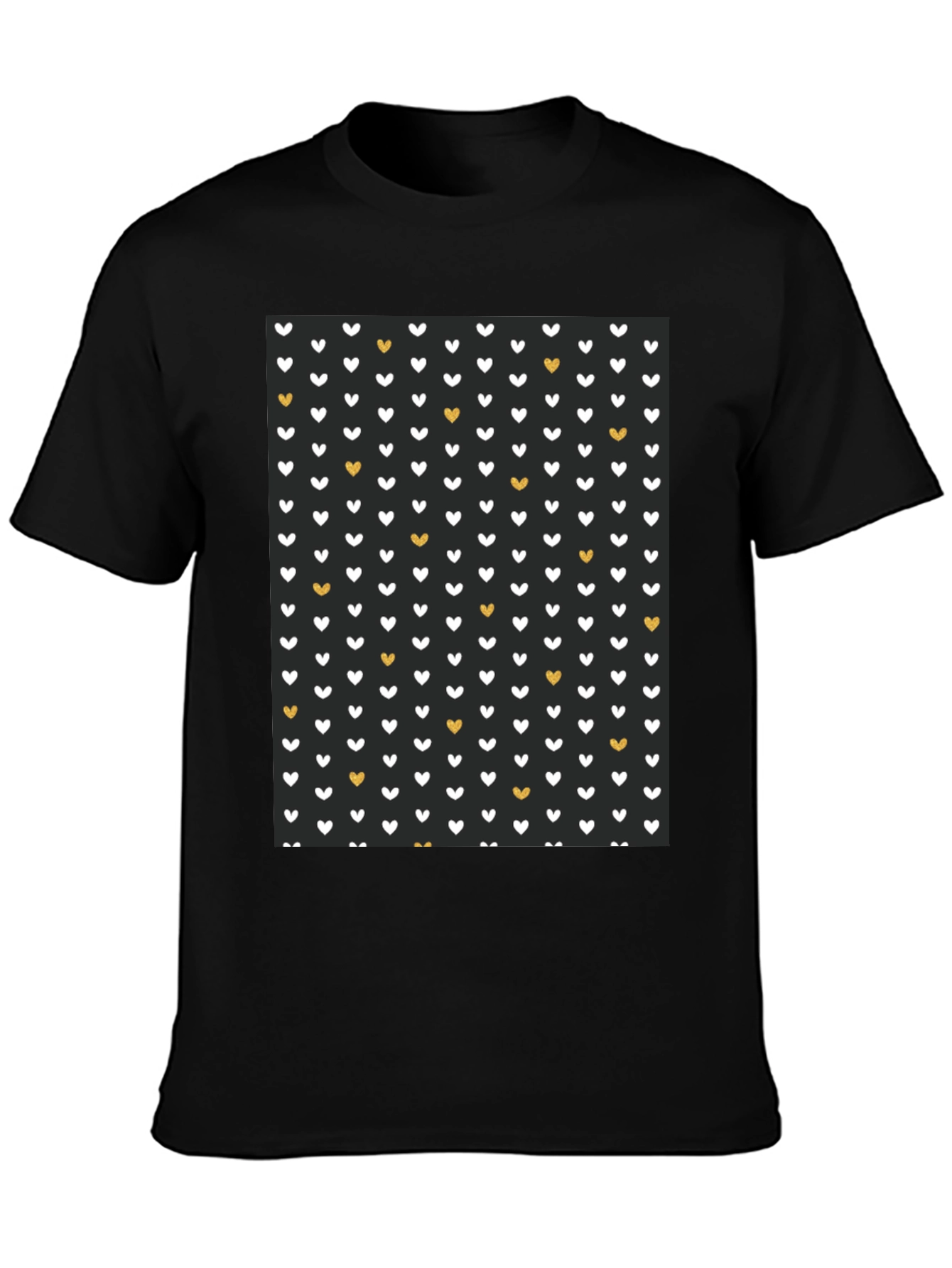 Heart Pattern Black T-Shirt