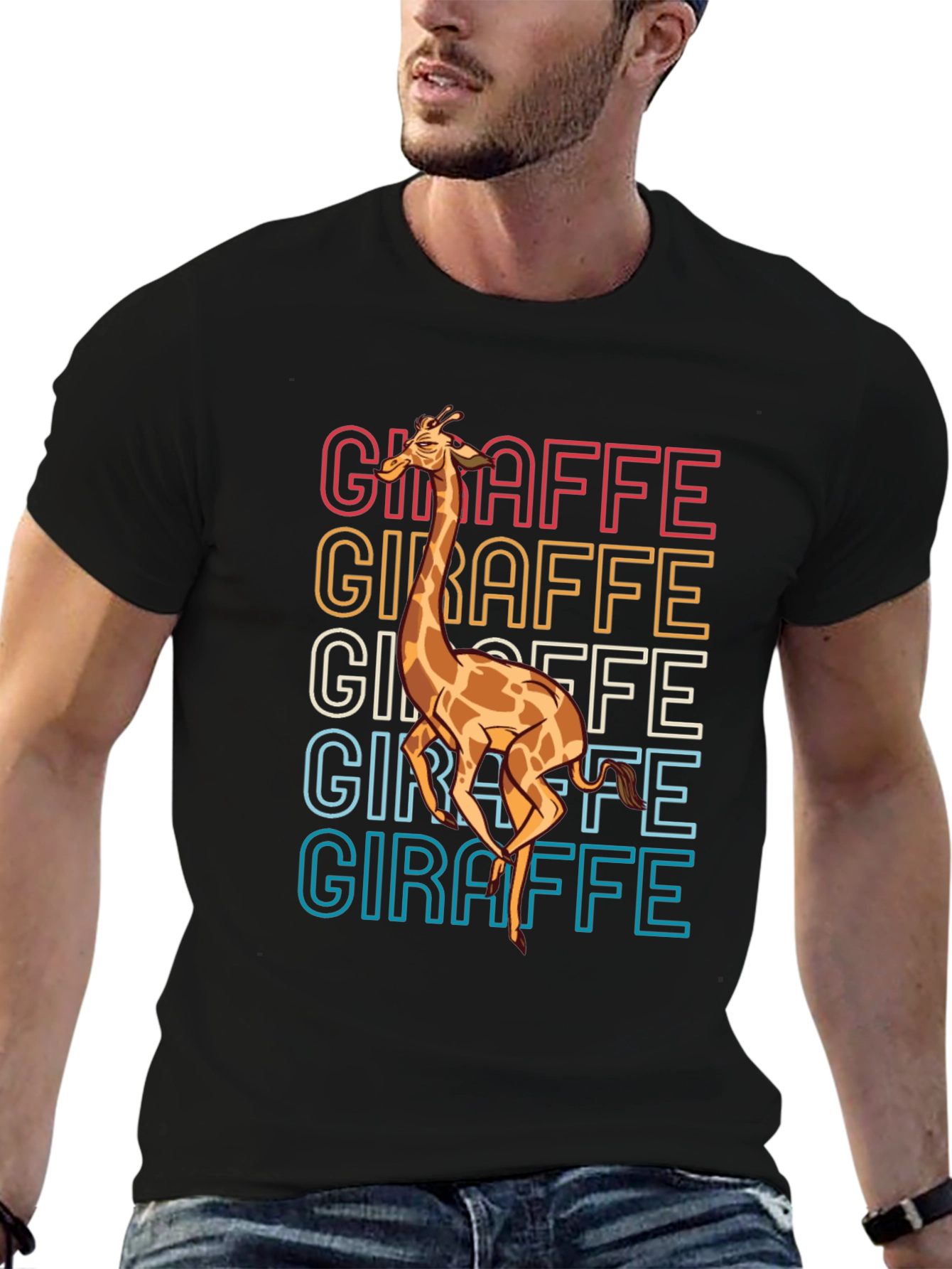 Retro Giraffe Graphic Tee - Cool Animal Lover Shirt