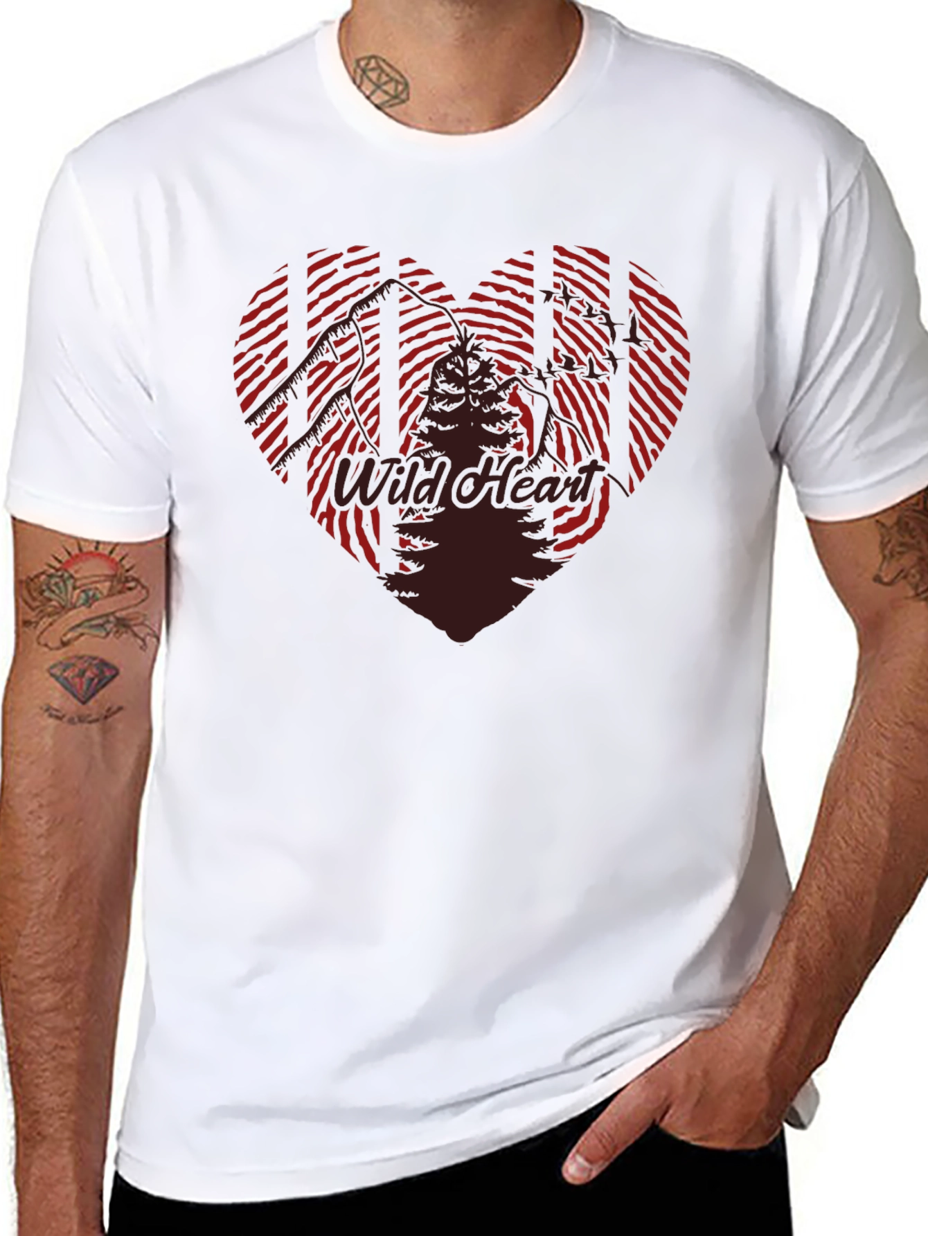 Wild Heart Graphic Tee - Mens Black Casual T-Shirt