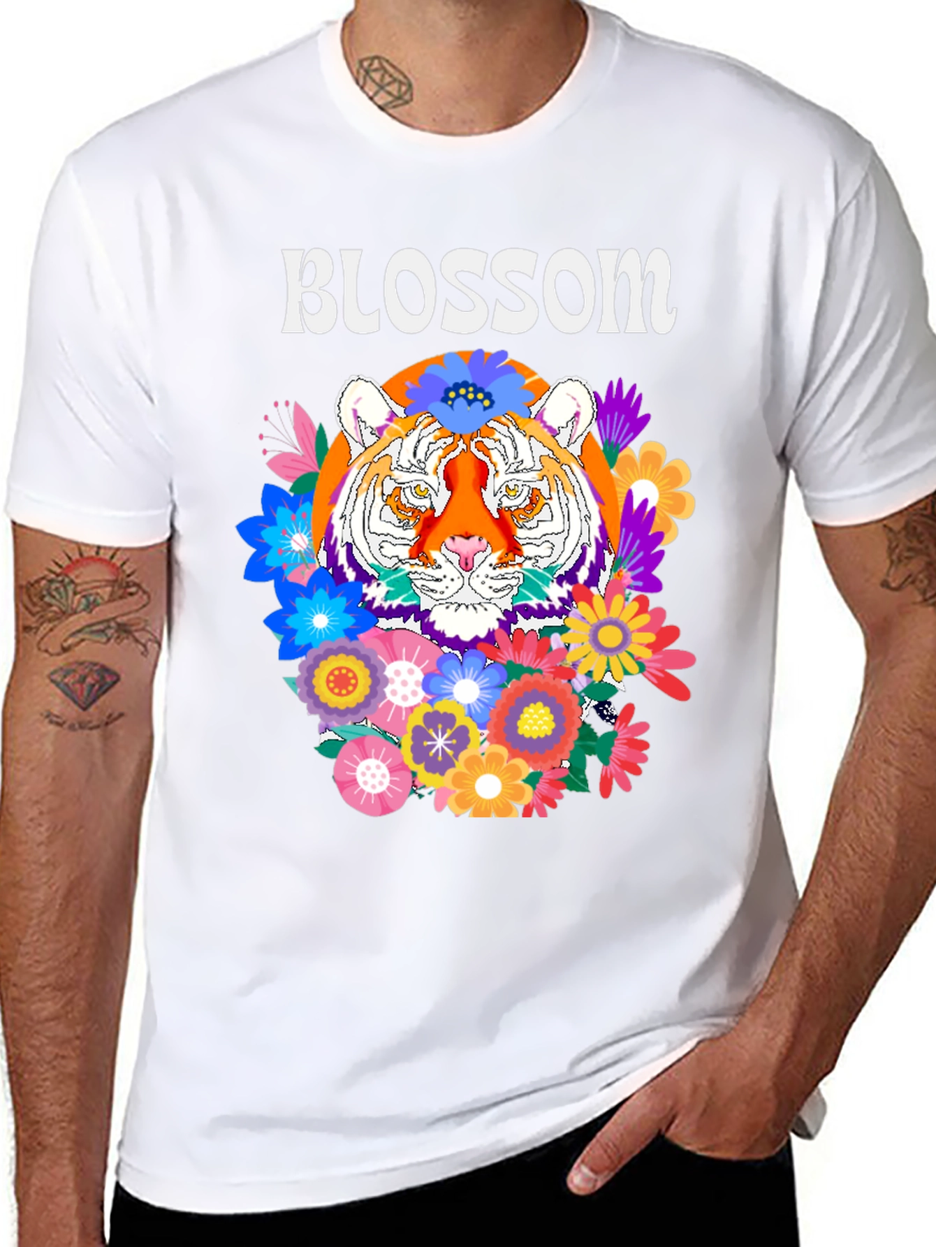 Blossom Tiger Graphic Tee - Black