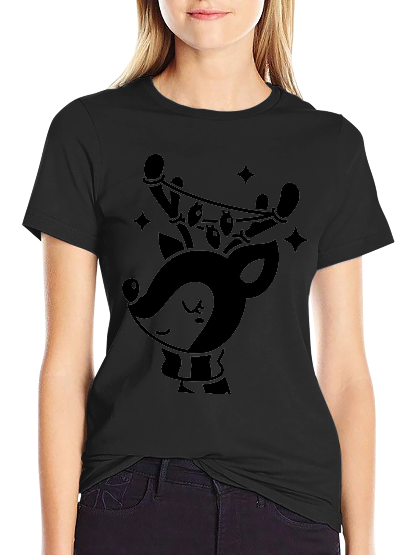 Festive Deer Graphic Tee - Holiday Season Style