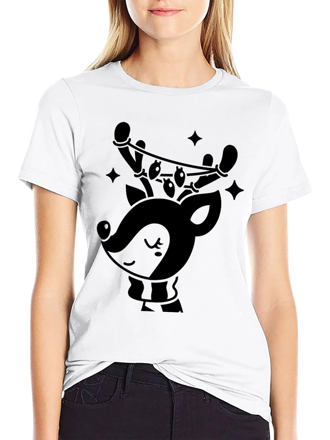 Festive Deer Graphic Tee - Holiday Season Style