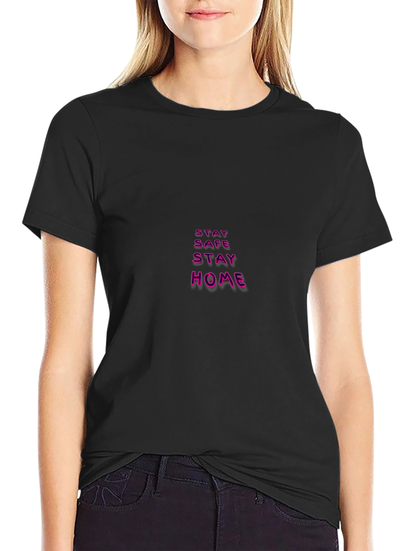 Stay Safe Stay Home Black T-Shirt