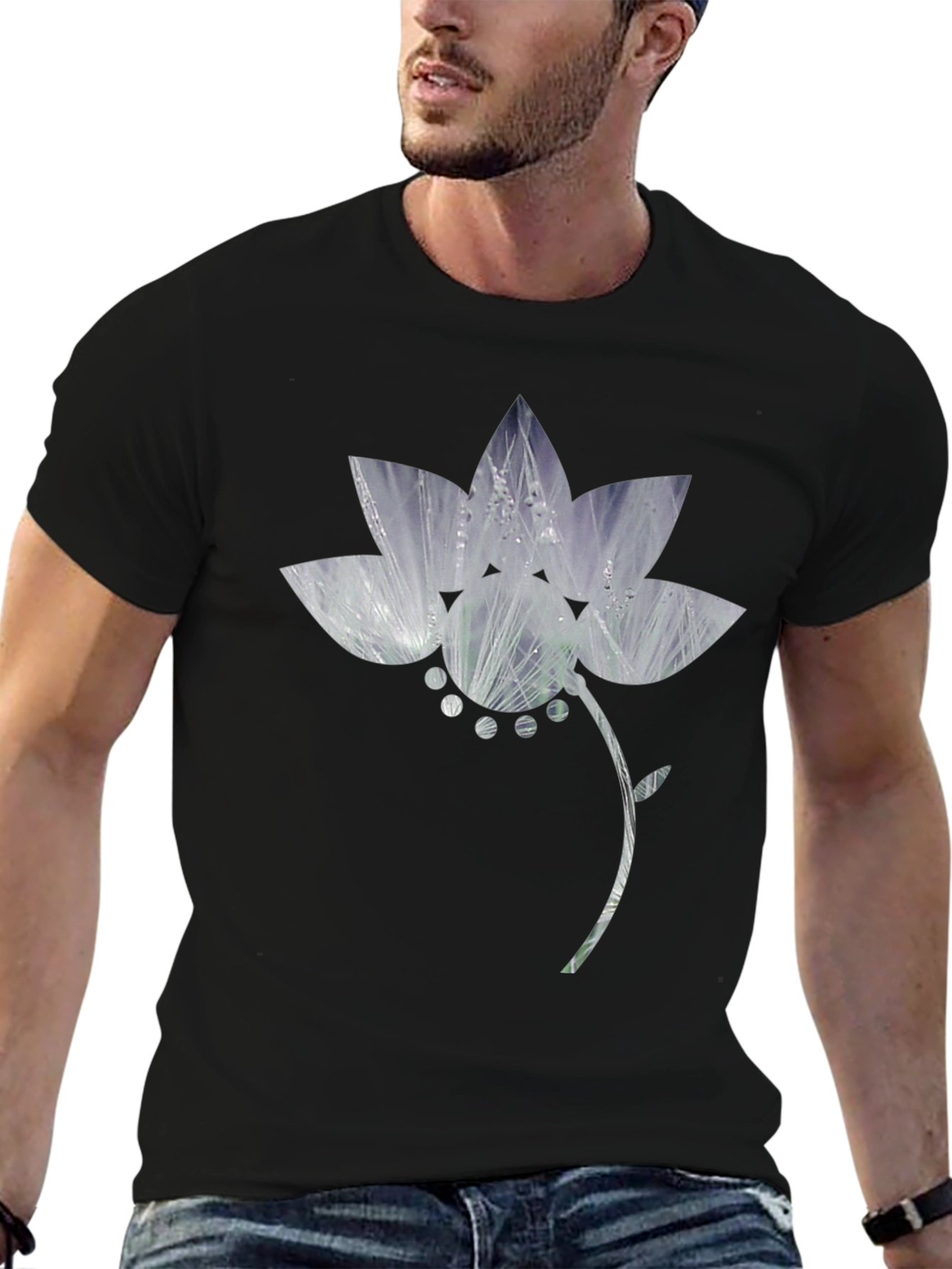 Floral Graphic Print Black T-Shirt