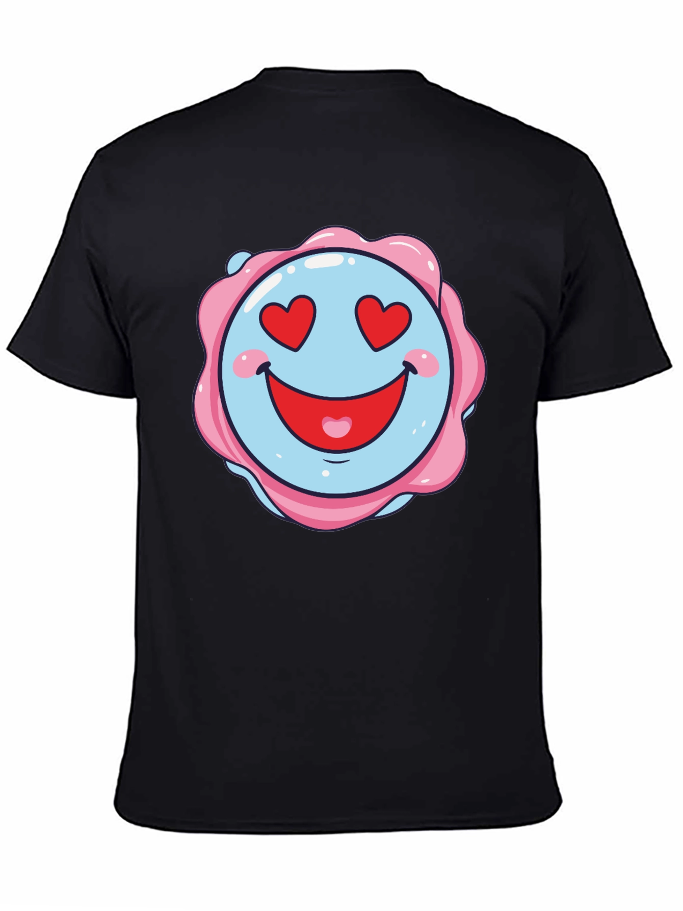 Love Heart Emoji Graphic Black T-Shirt