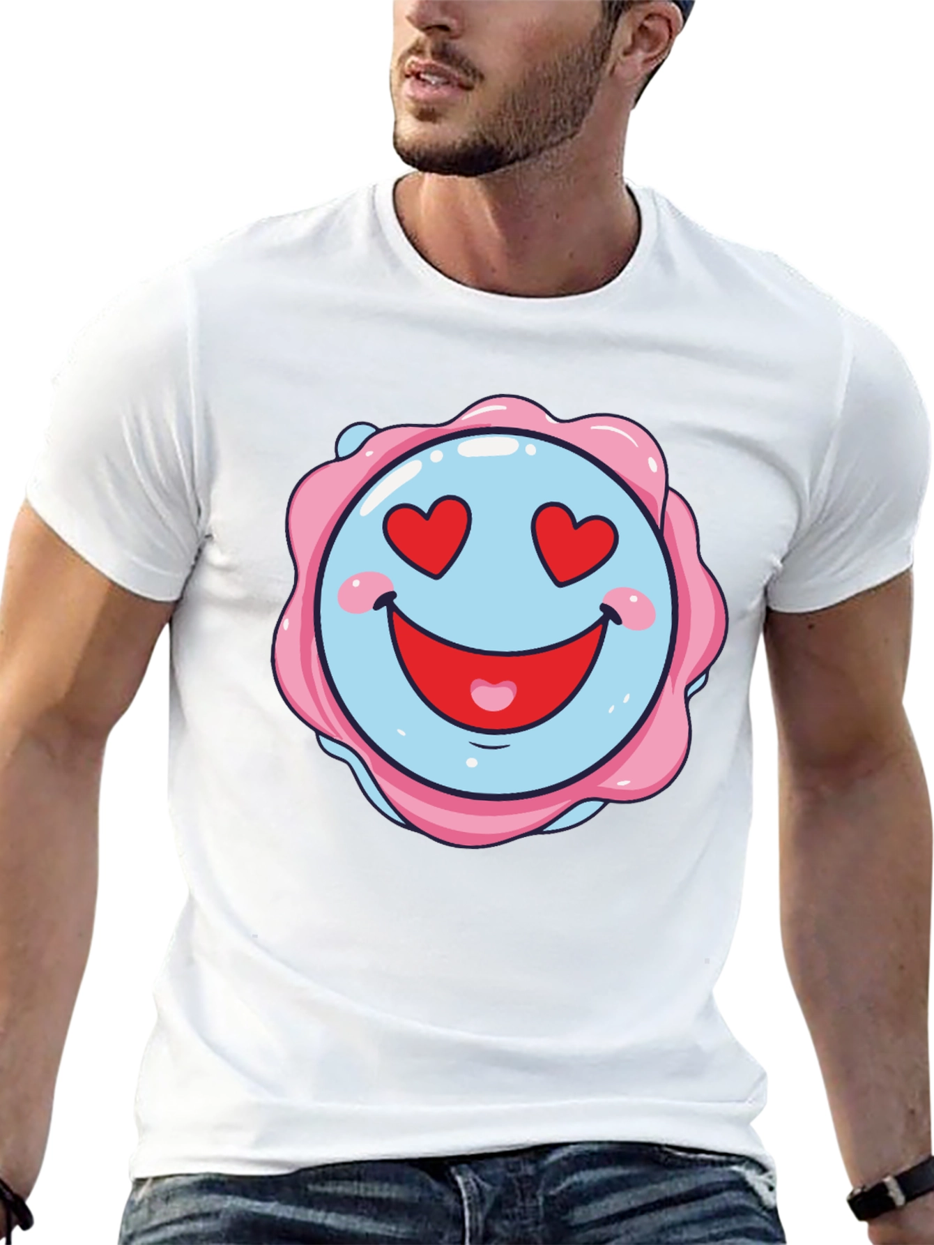 Love Heart Emoji Graphic Black T-Shirt