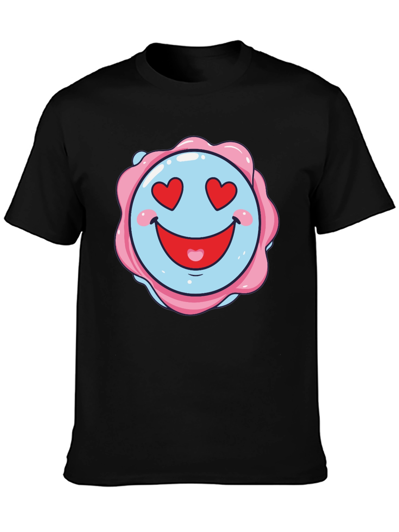 Love Heart Emoji Graphic Black T-Shirt