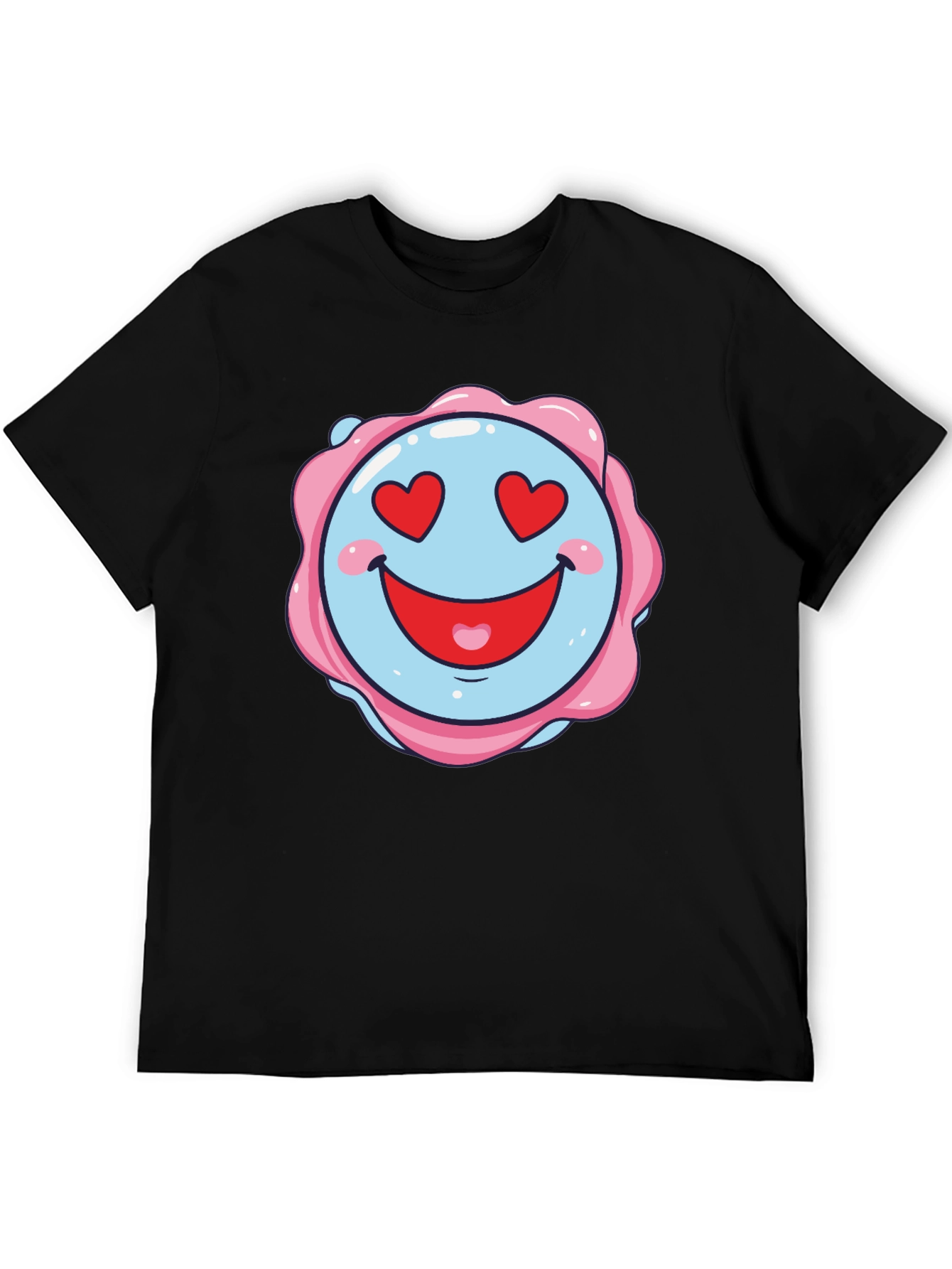 Love Heart Emoji Graphic Black T-Shirt