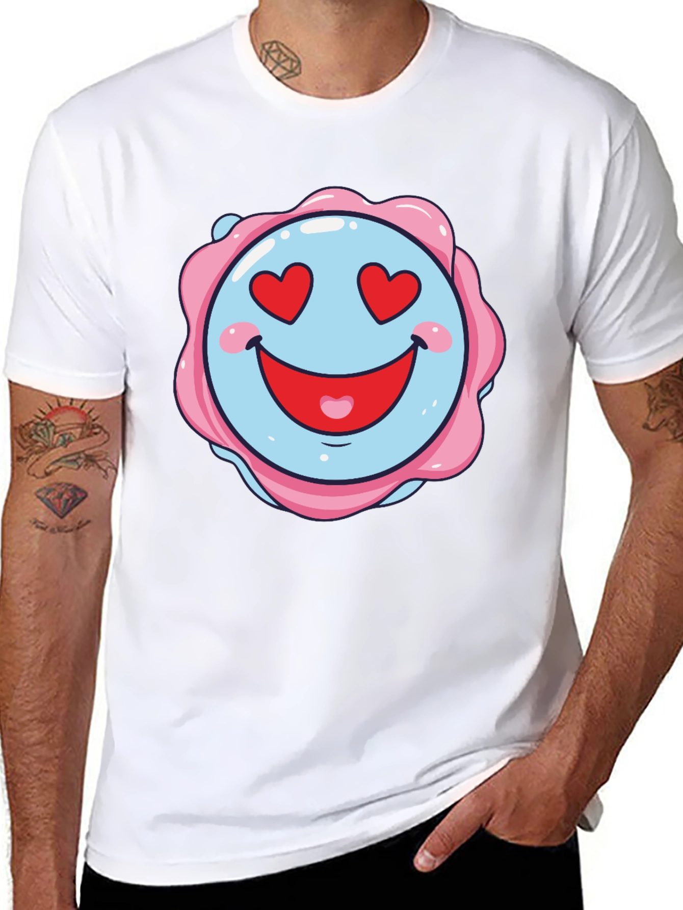 Love Heart Emoji Graphic Black T-Shirt
