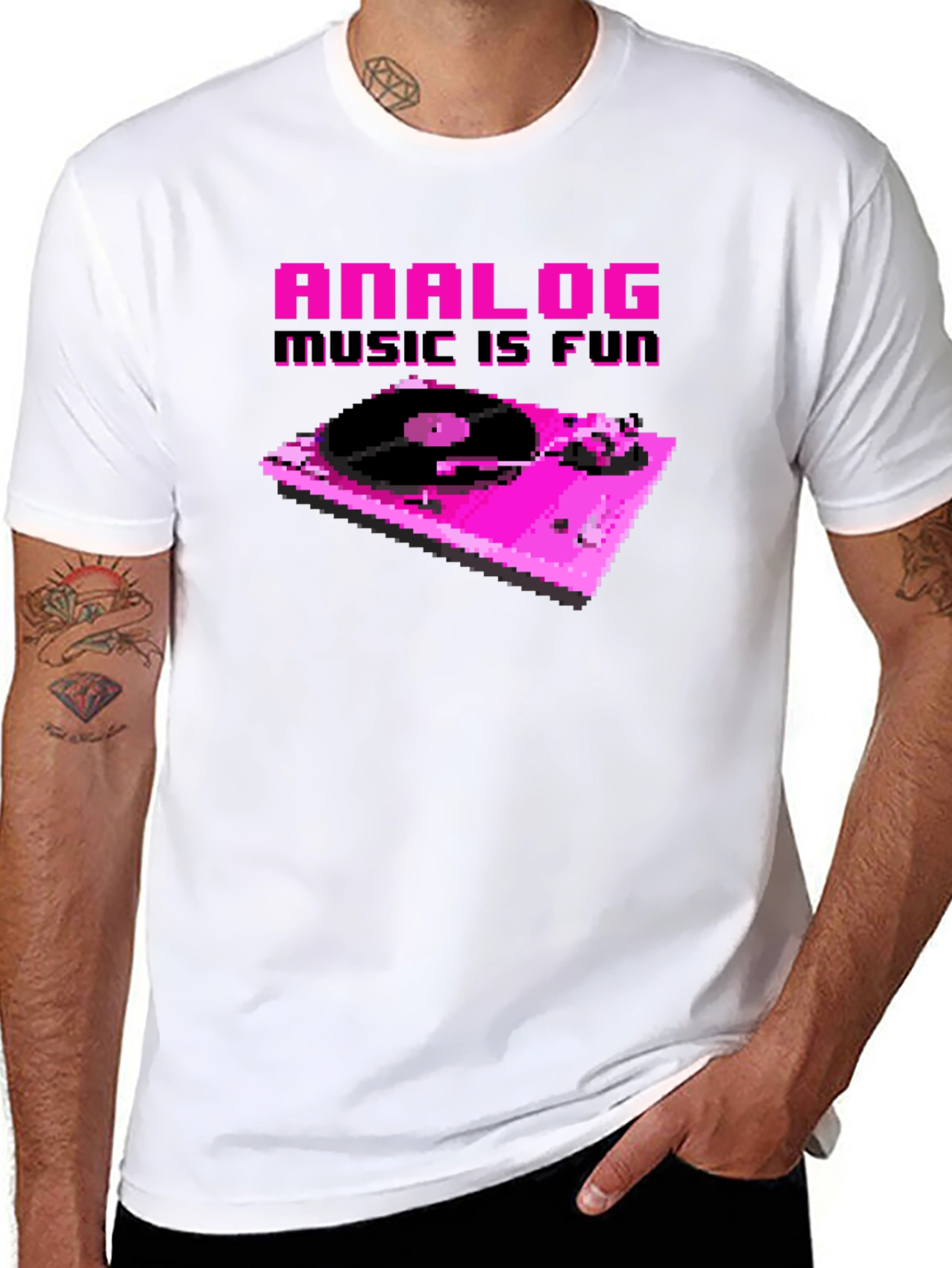 Analog Music is Fun Pixel Art T-Shirt