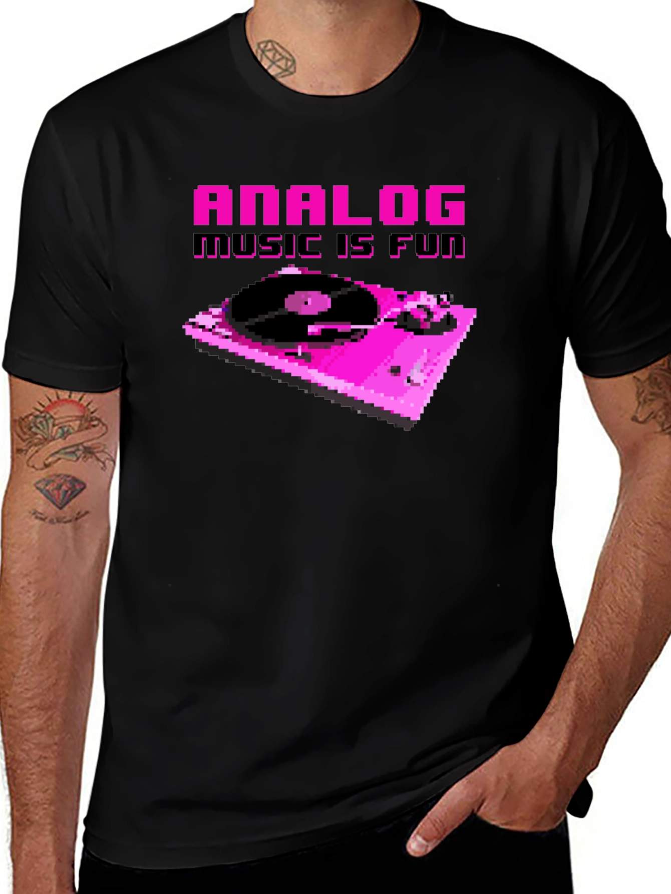 Analog Music is Fun Pixel Art T-Shirt