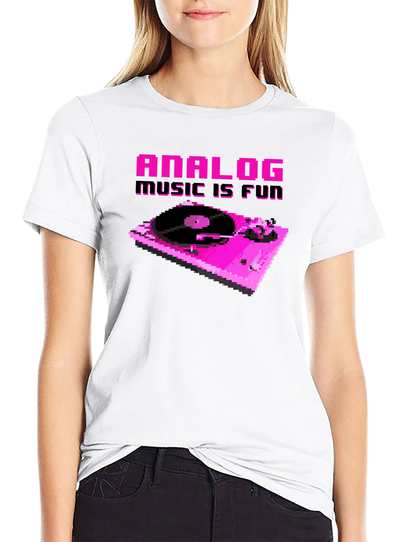 Analog Music is Fun Pixel Art T-Shirt