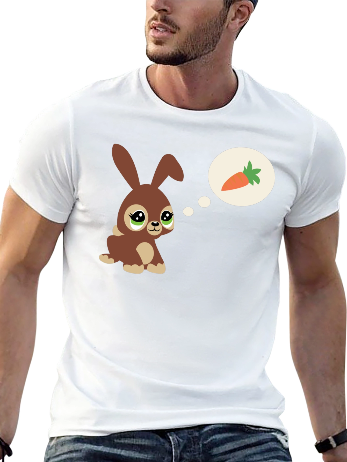 Cute Bunny Carrot Dream Black T-Shirt