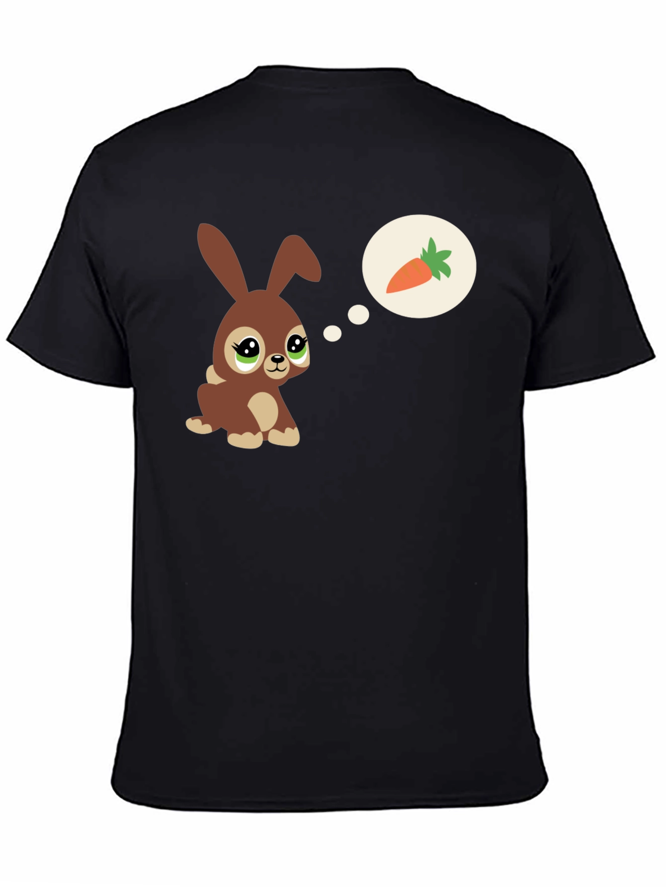 Cute Bunny Carrot Dream Black T-Shirt