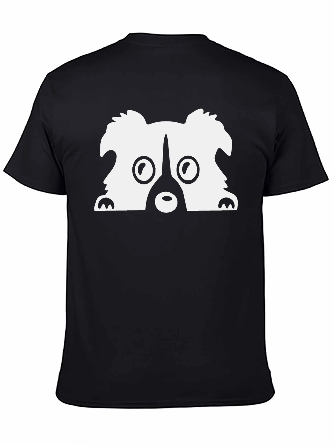 Peek-a-Boo Dog Graphic T-Shirt - Black Cotton Blend