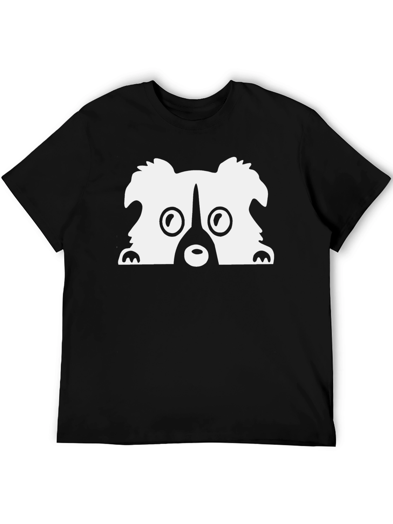 Peek-a-Boo Dog Graphic T-Shirt - Black Cotton Blend