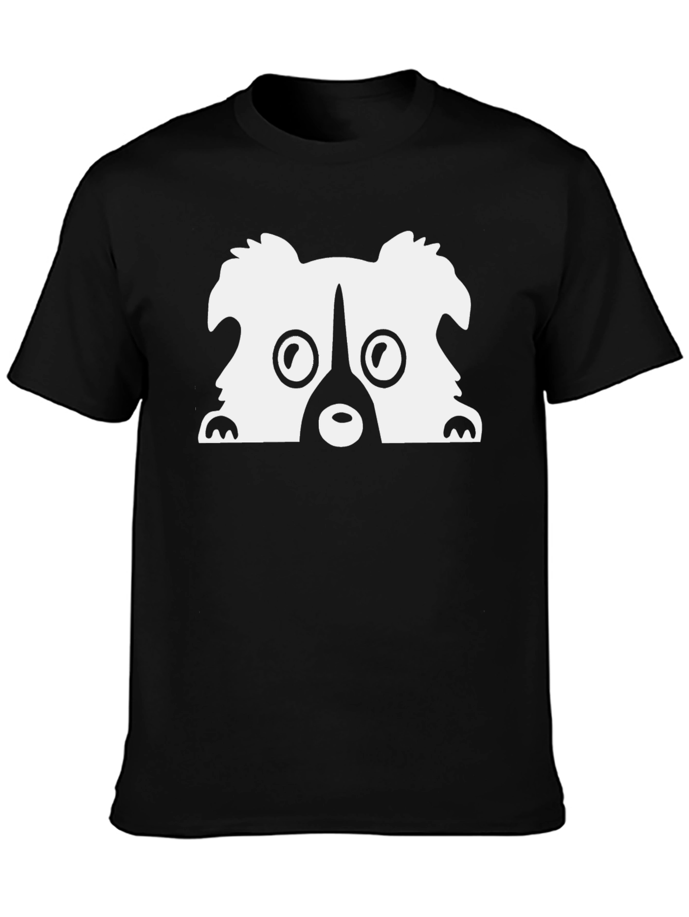 Peek-a-Boo Dog Graphic T-Shirt - Black Cotton Blend