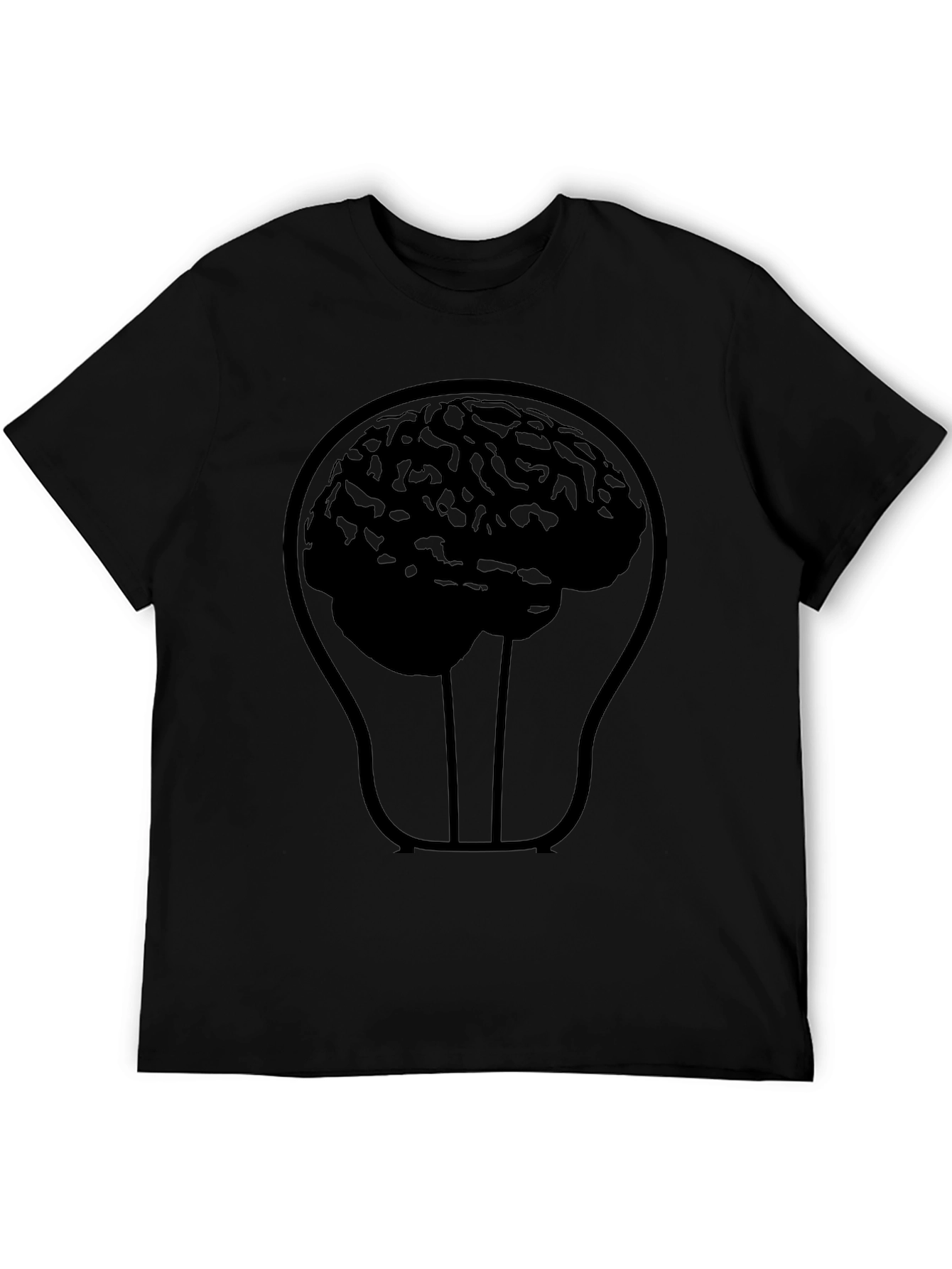 Brain Lightbulb Graphic Tee - Black