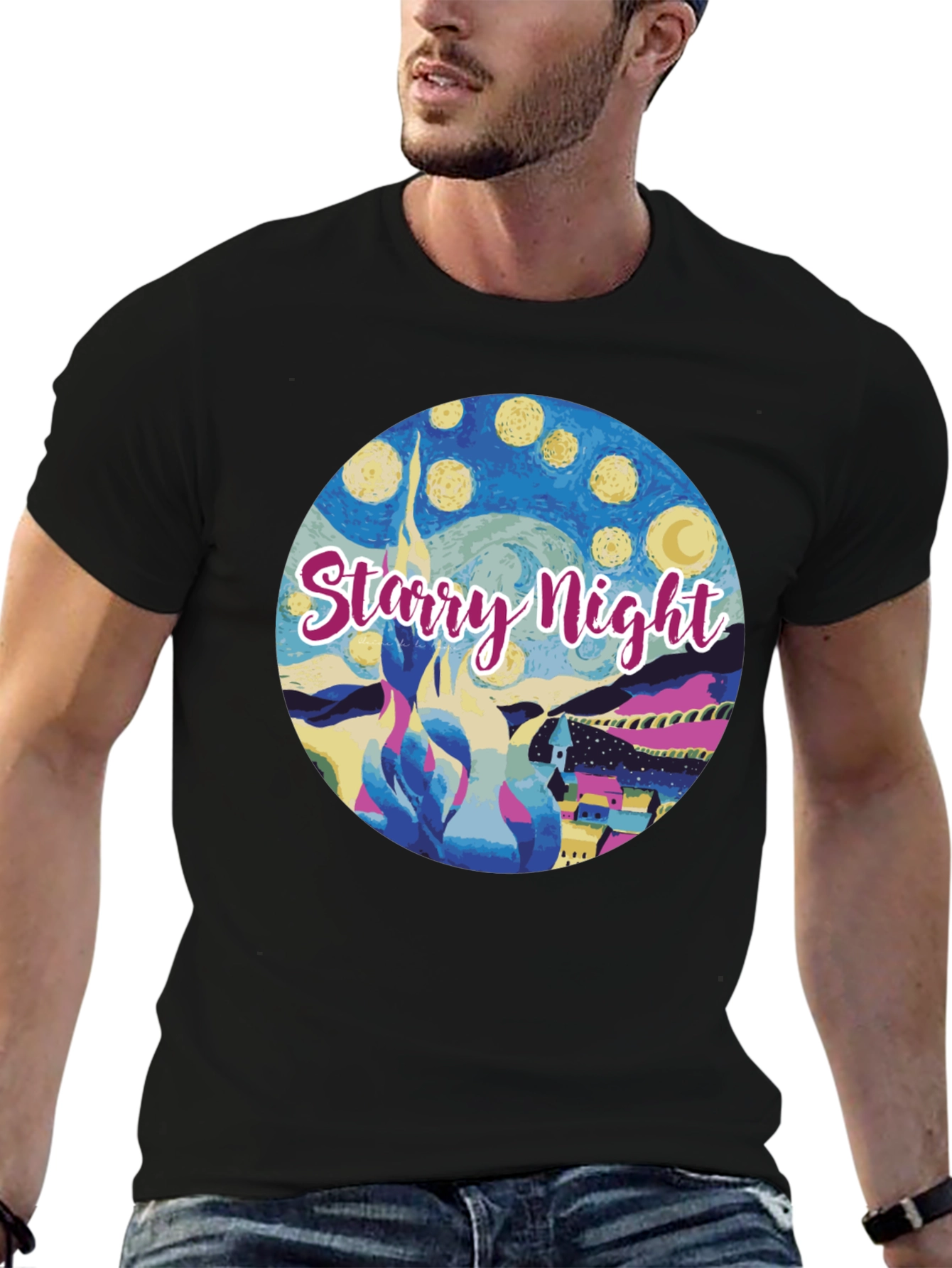 Starry Night Graphic Tee - Artistic Comfort