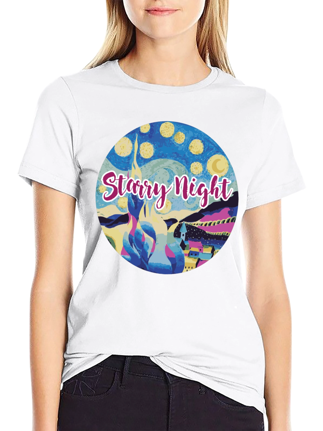 Starry Night Graphic Tee - Artistic Comfort