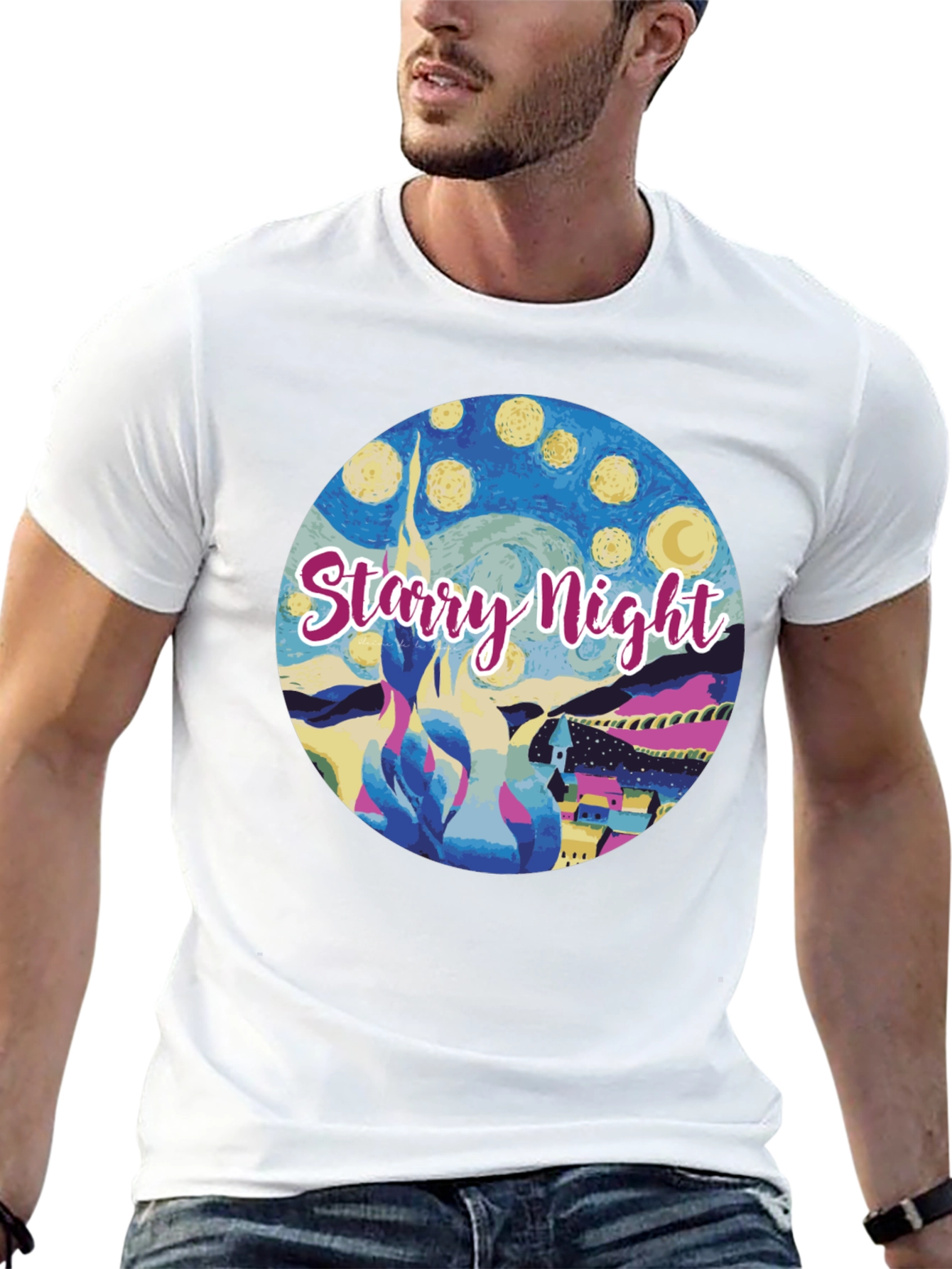 Starry Night Graphic Tee - Artistic Comfort