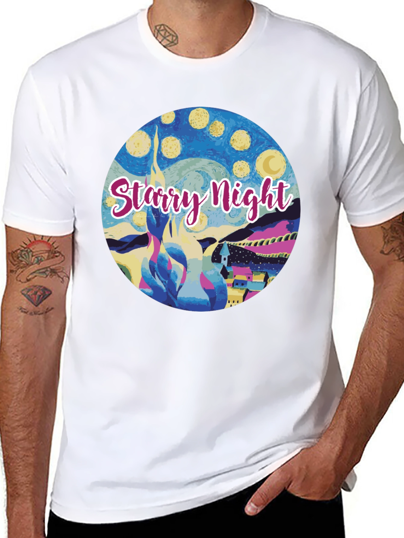 Starry Night Graphic Tee - Artistic Comfort