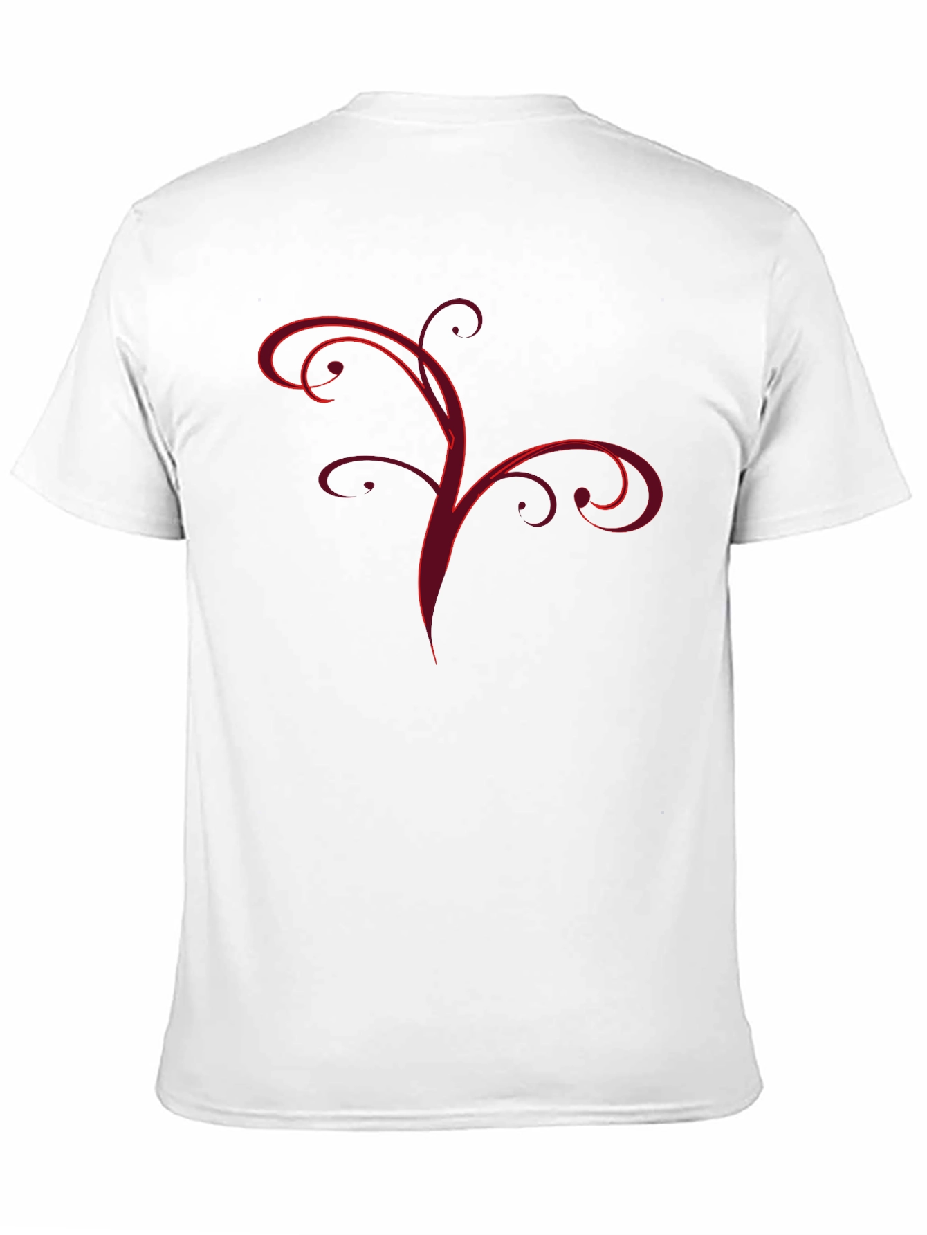 Stylish Black Tee with Abstract Red Vine Design