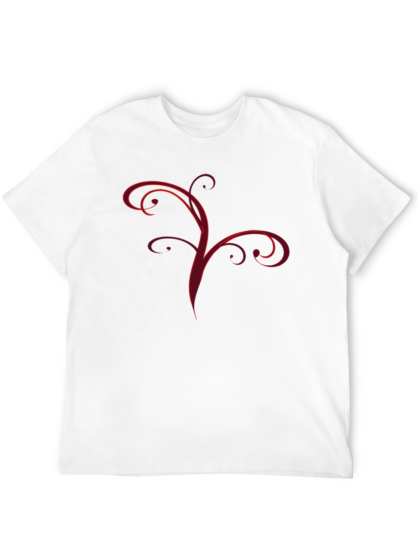 Stylish Black Tee with Abstract Red Vine Design