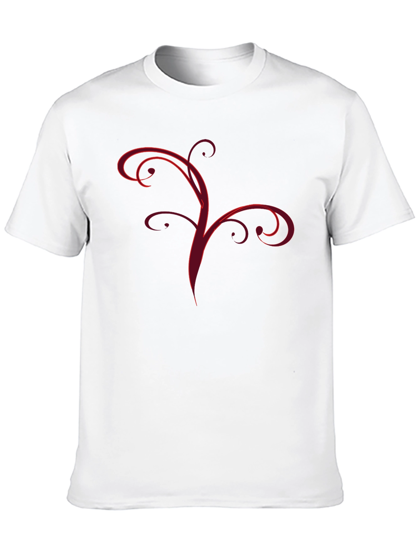 Stylish Black Tee with Abstract Red Vine Design