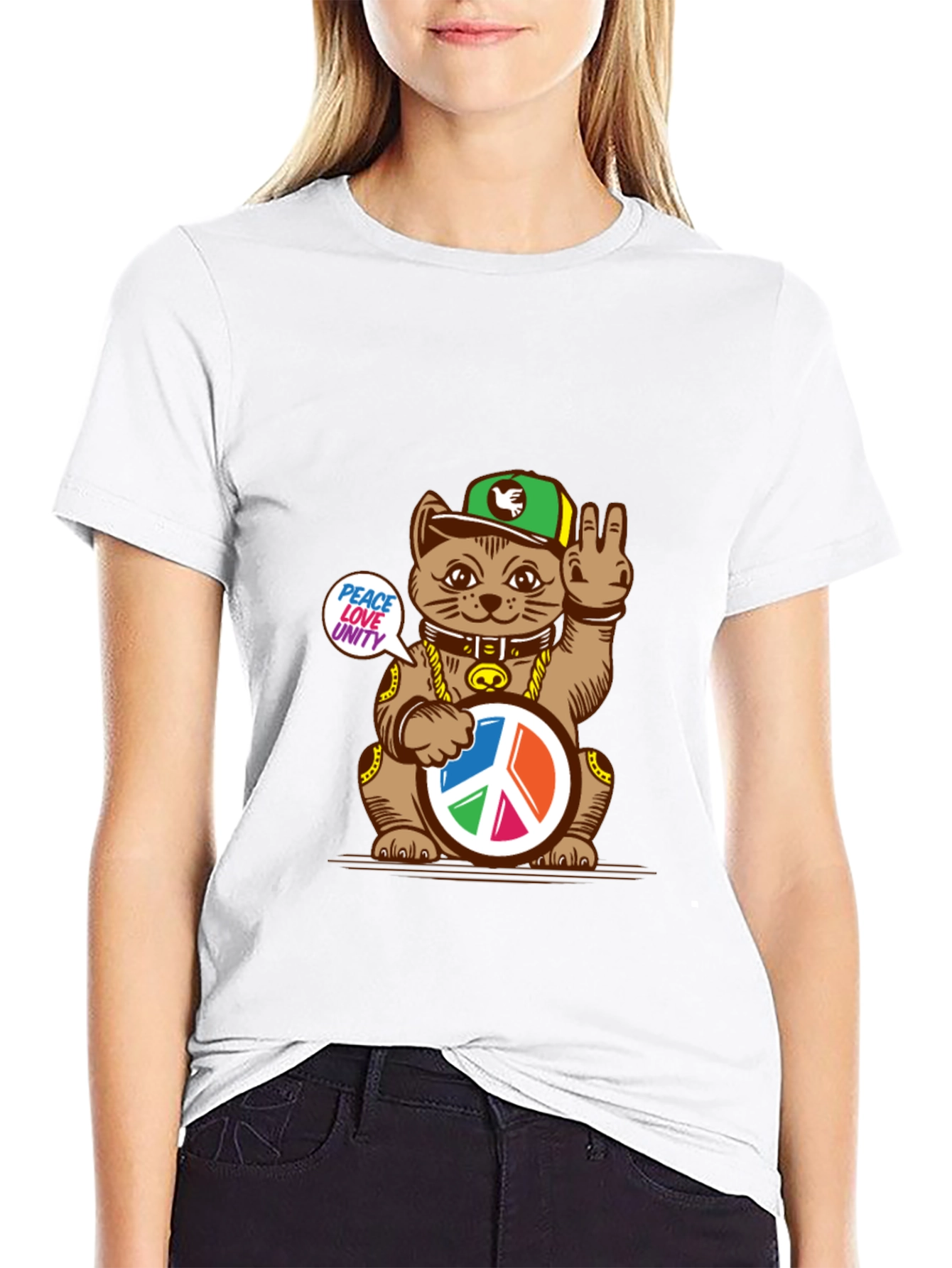 Peace Love Unity Lucky Cat T-Shirt