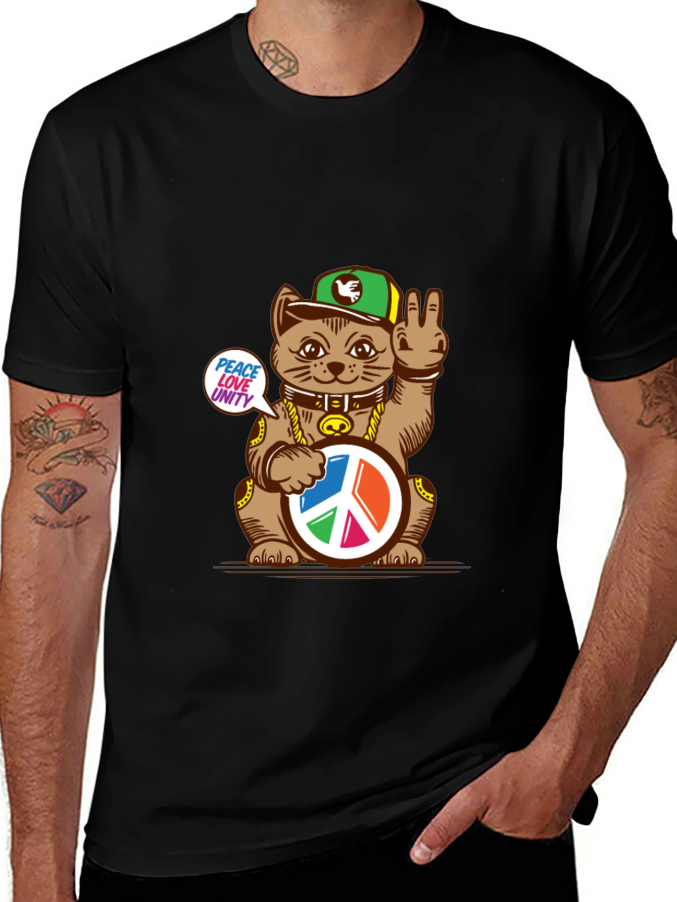 Peace Love Unity Lucky Cat T-Shirt