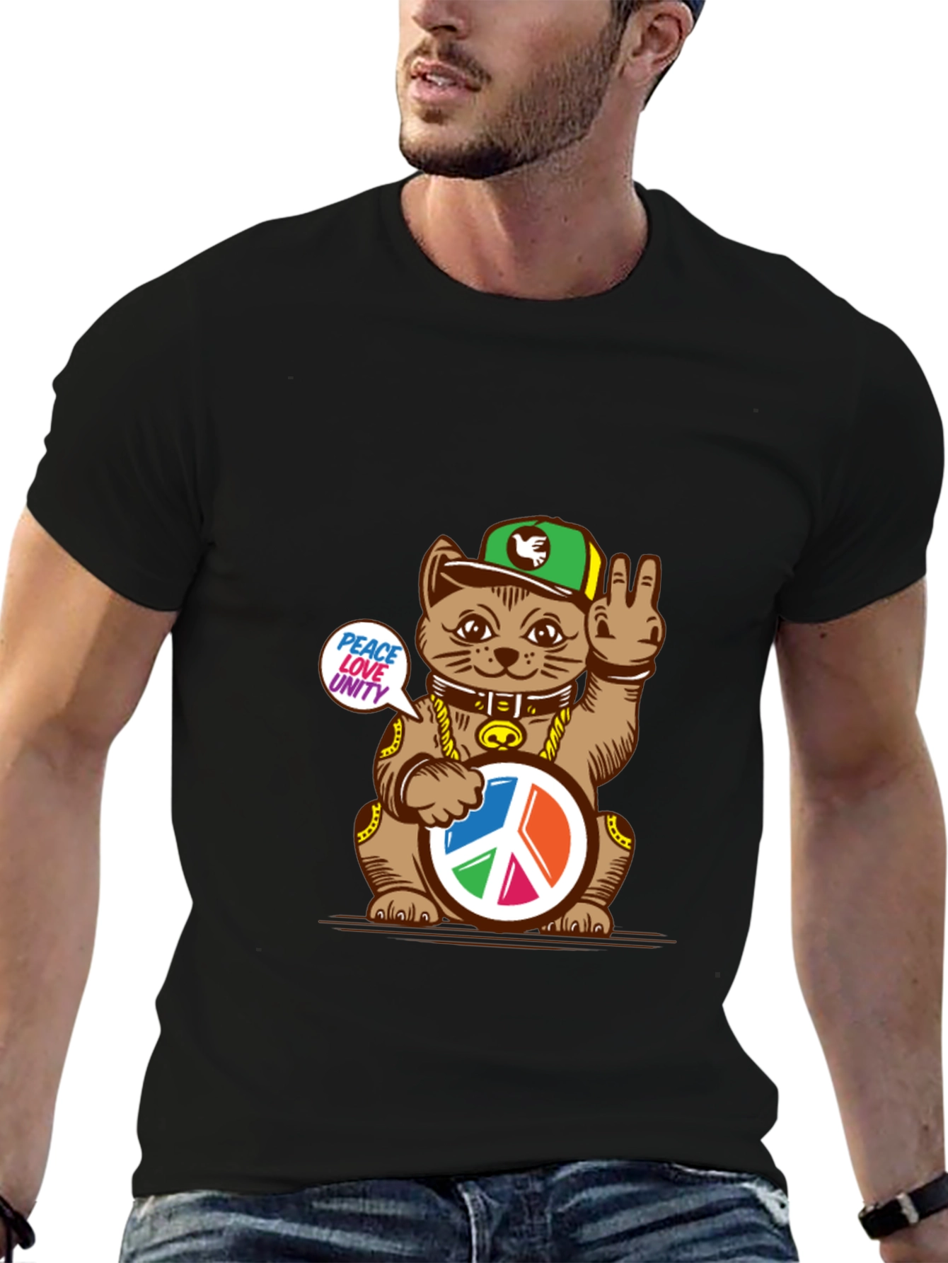 Peace Love Unity Lucky Cat T-Shirt