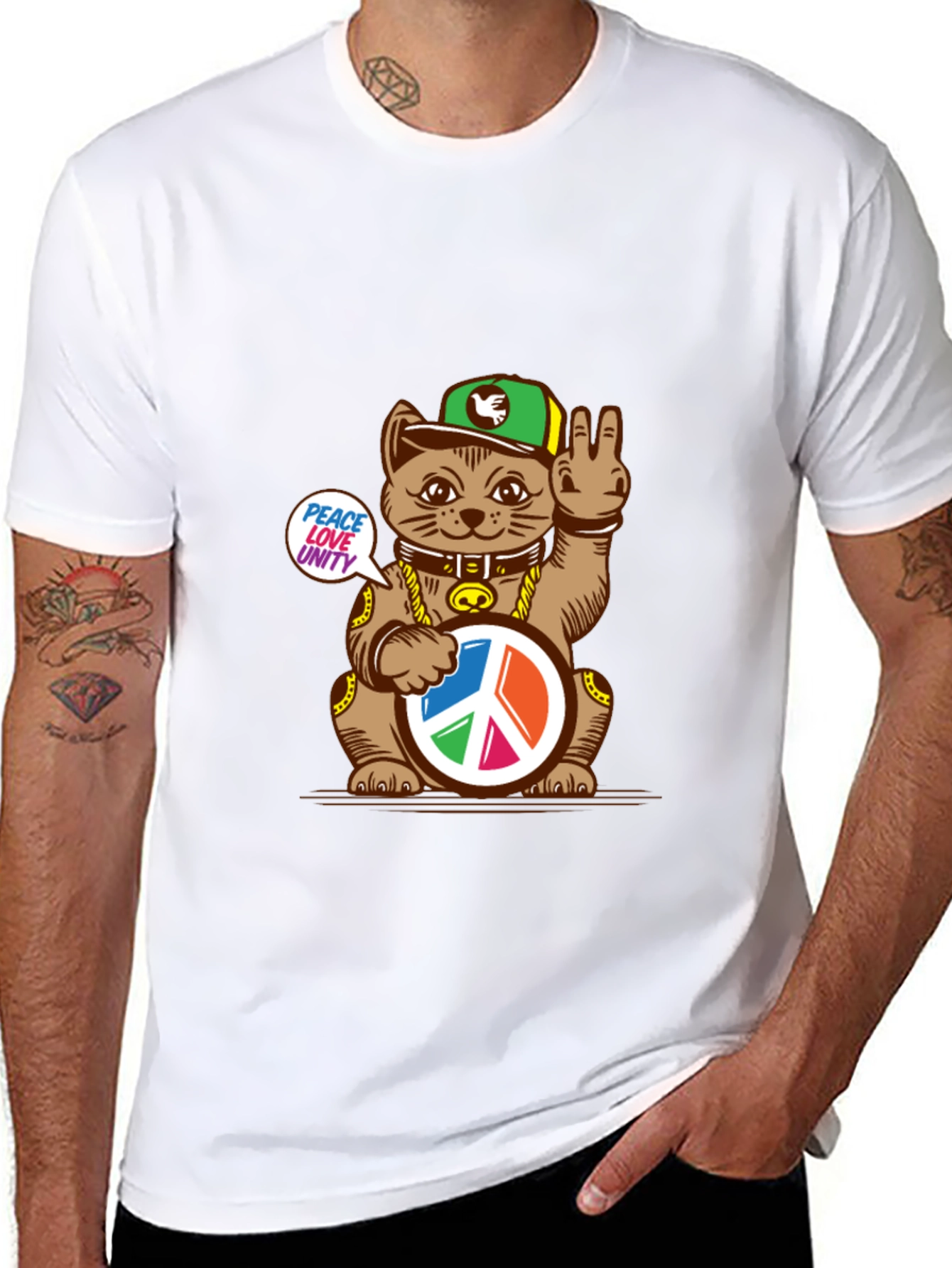 Peace Love Unity Lucky Cat T-Shirt