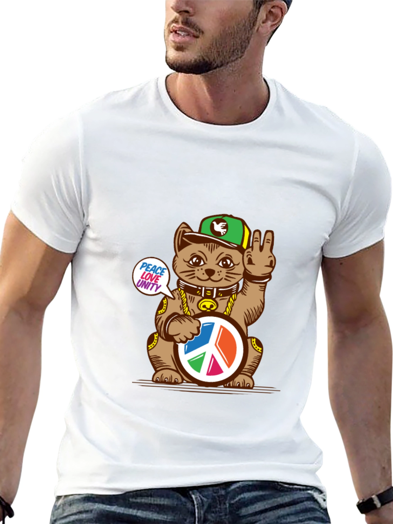 Peace Love Unity Lucky Cat T-Shirt