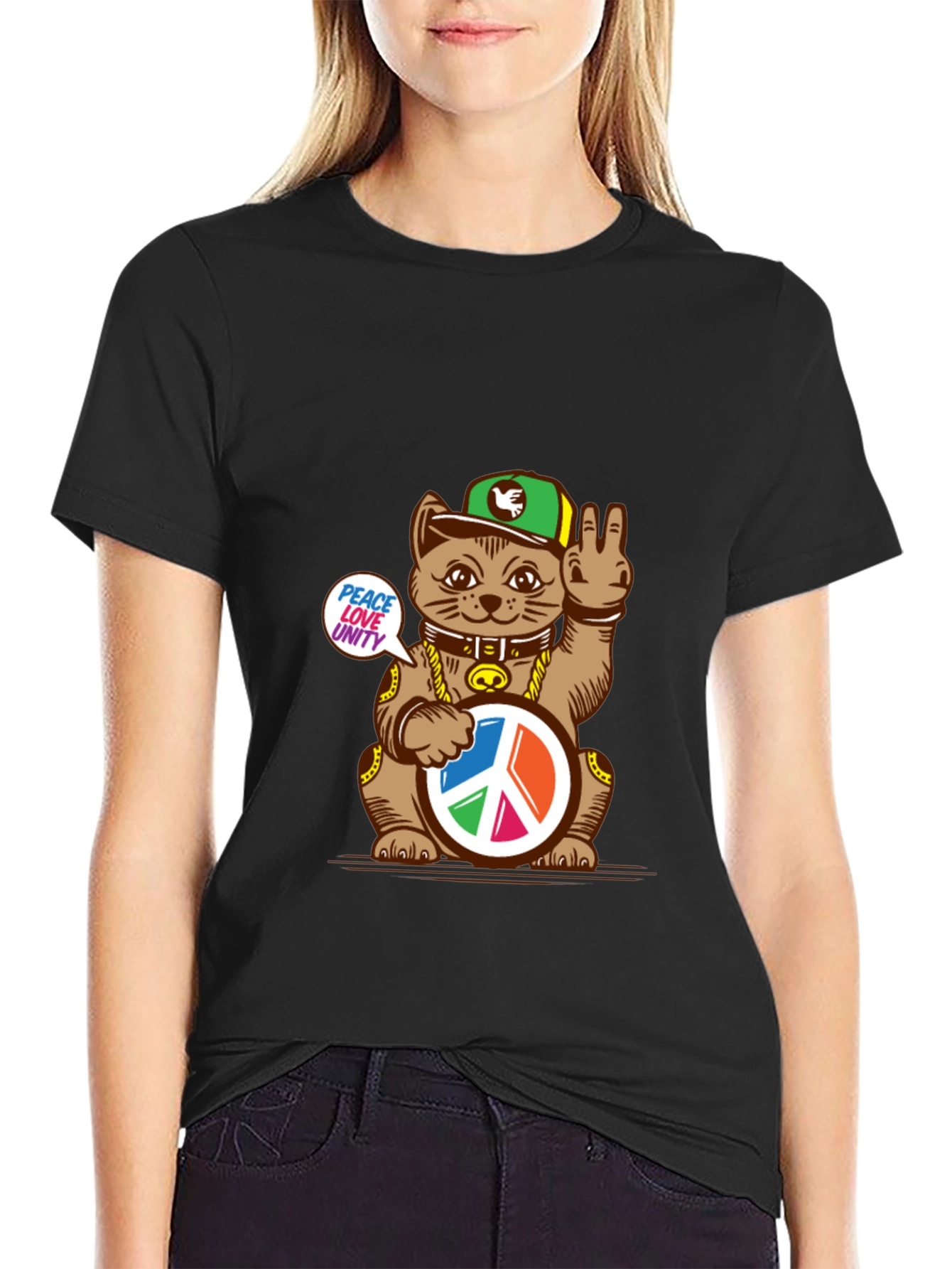Peace Love Unity Lucky Cat T-Shirt