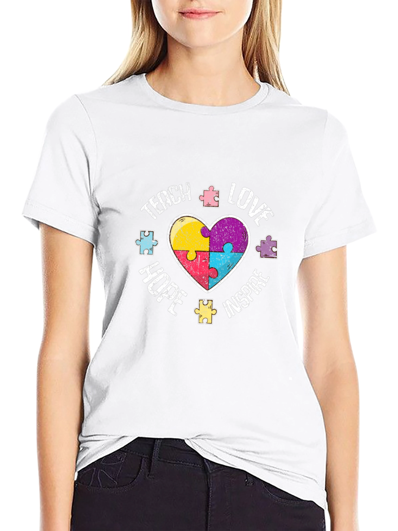 Teach Love Hope Inspire Autism Awareness T-Shirt