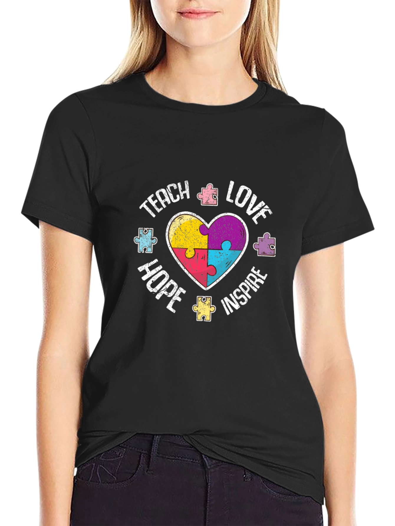 Teach Love Hope Inspire Autism Awareness T-Shirt