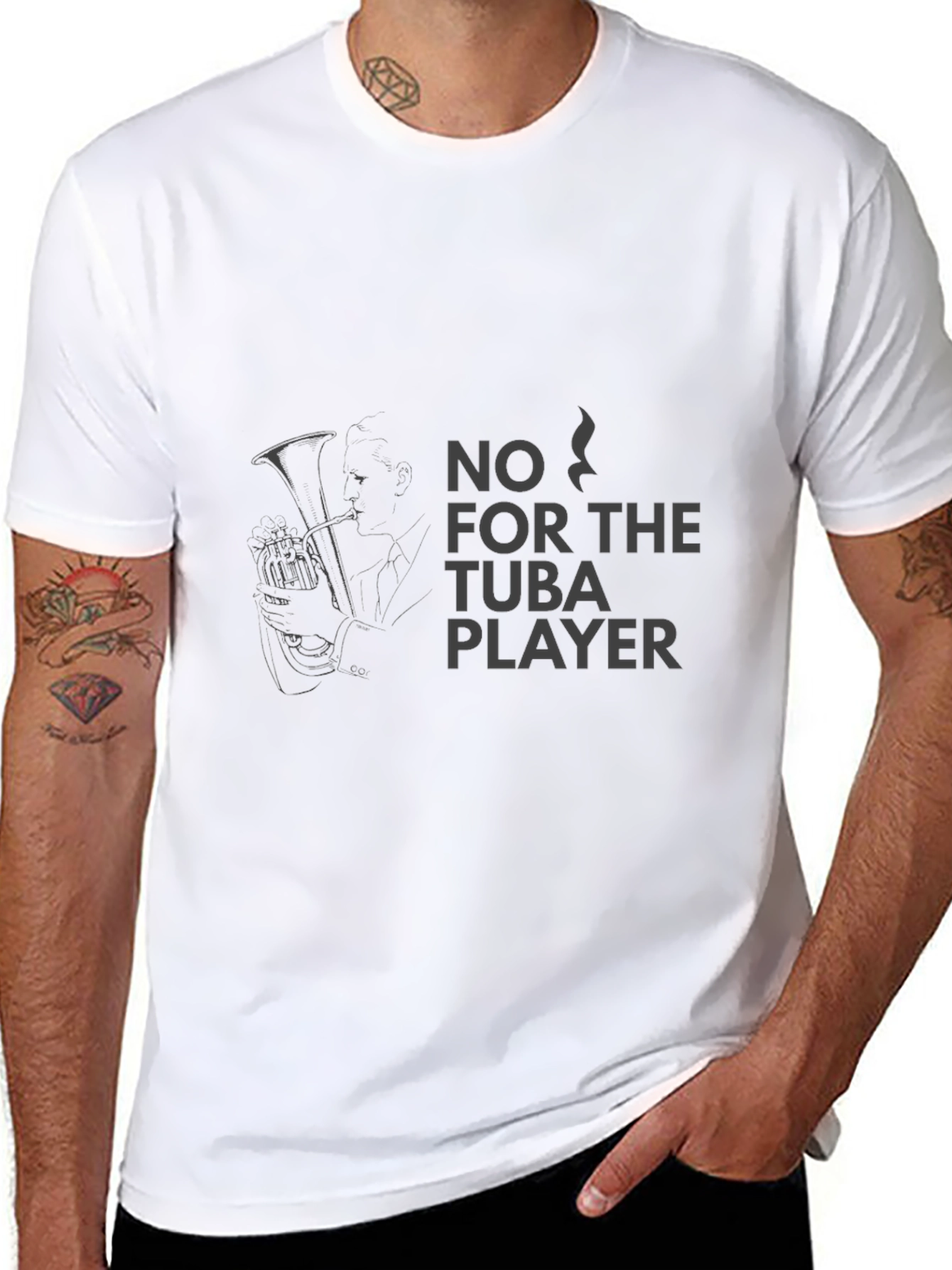 No Tuba Player Black Graphic Tee