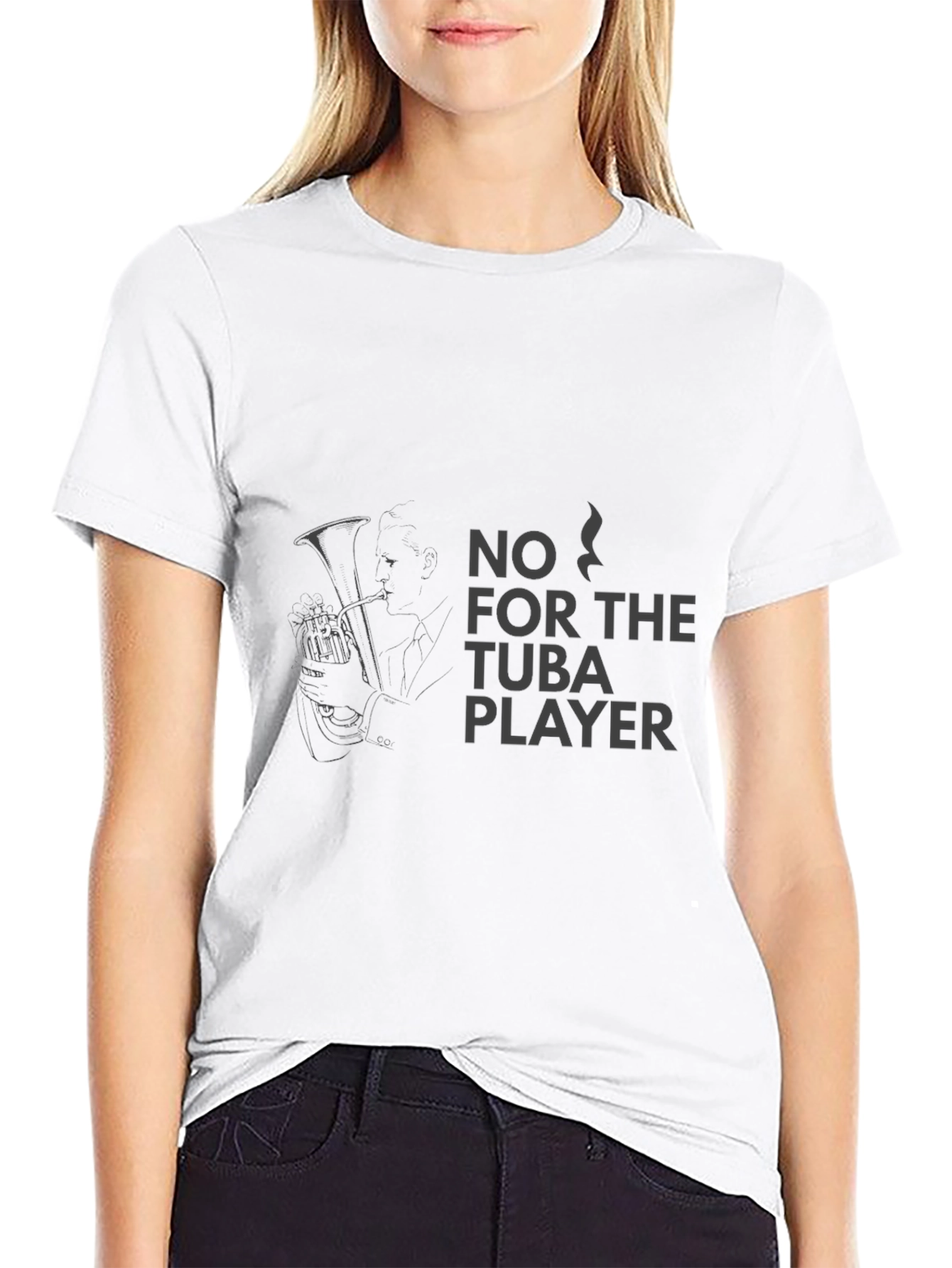 No Tuba Player Black Graphic Tee