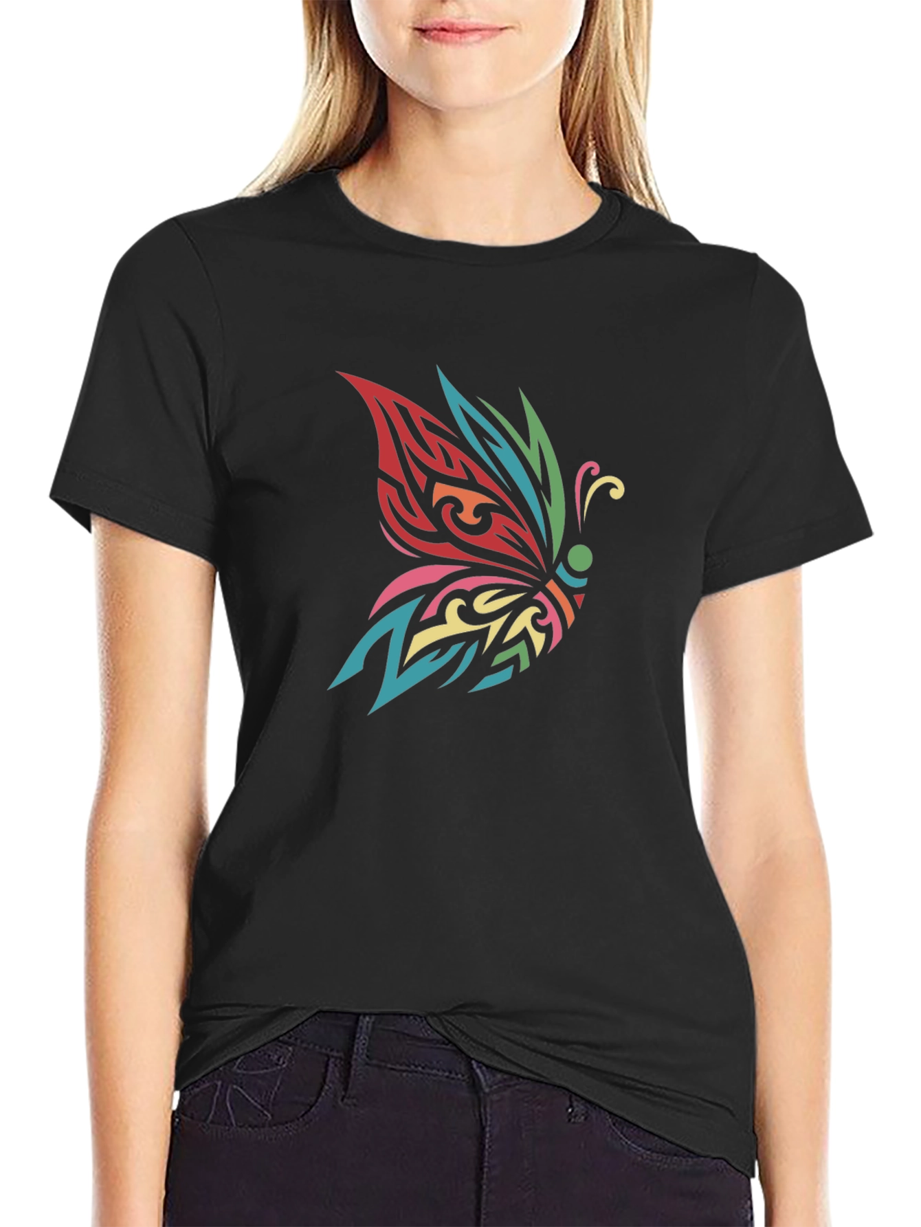 Butterfly Tribal Tattoo Black T-Shirt