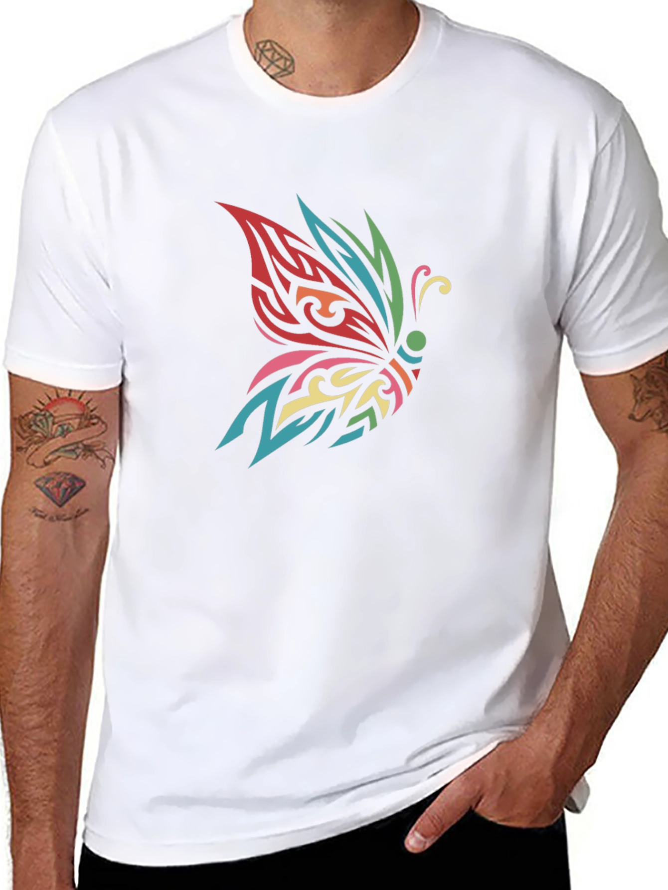 Butterfly Tribal Tattoo Black T-Shirt