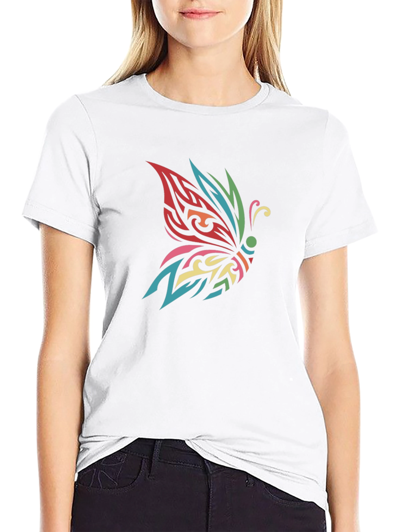 Butterfly Tribal Tattoo Black T-Shirt