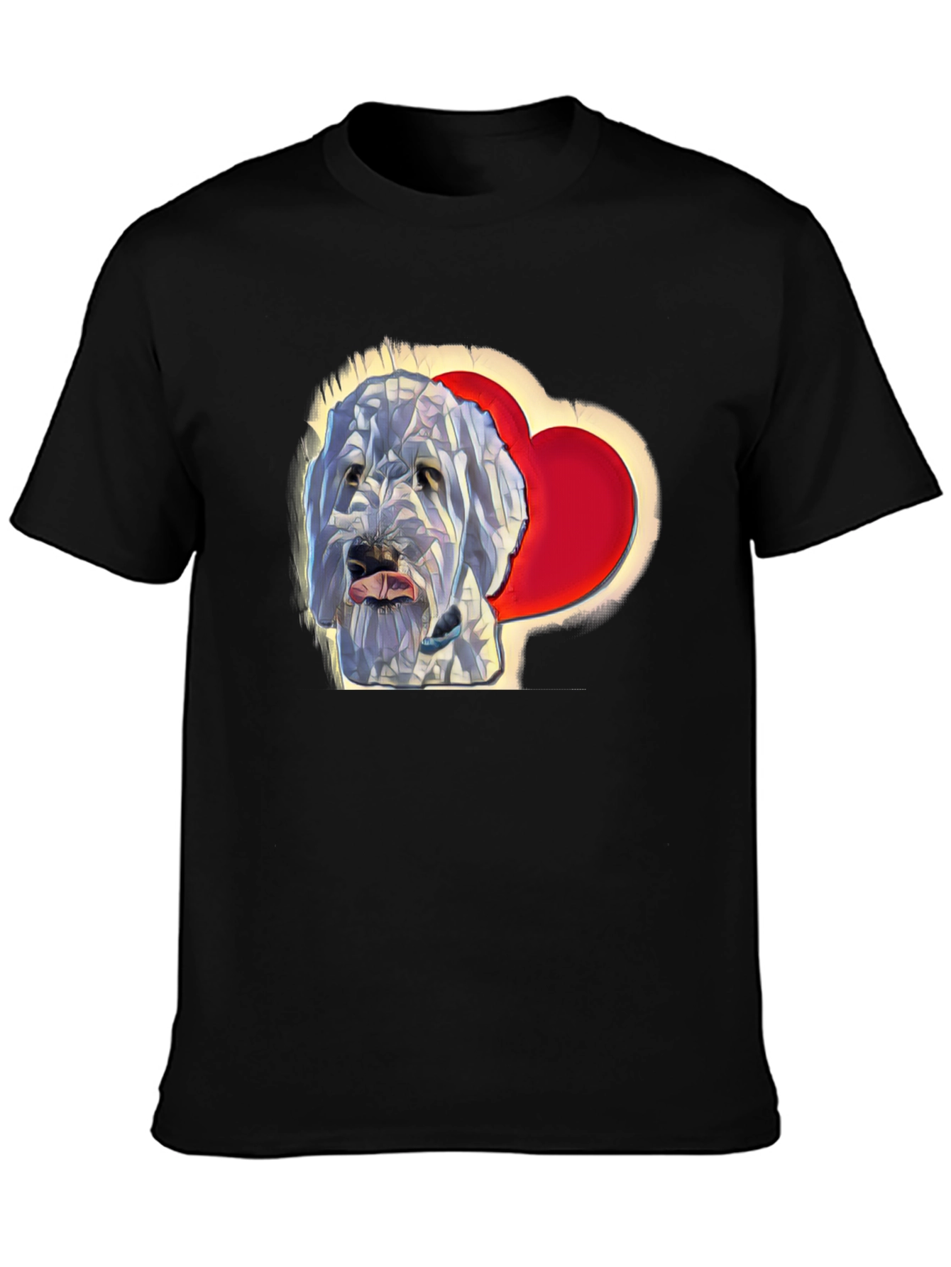 Dog Lover T-Shirt - Geometric Dog With Heart