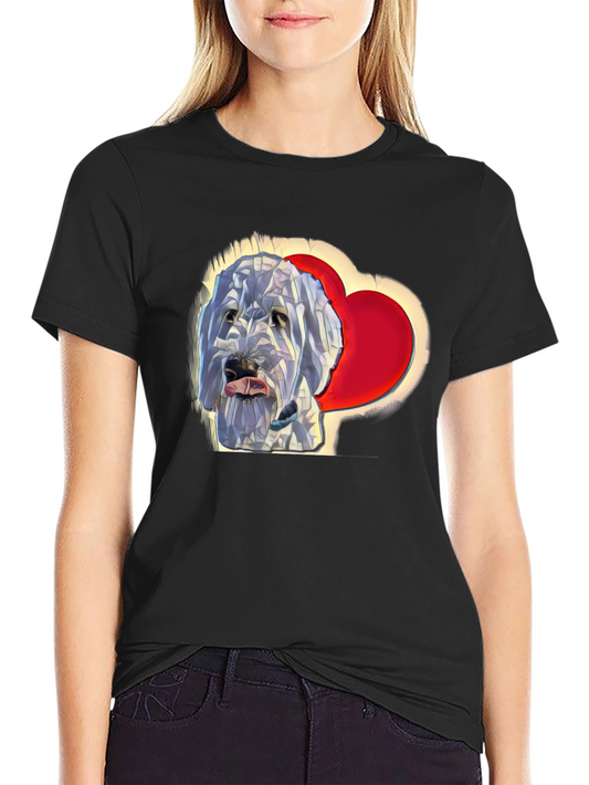 Dog Lover T-Shirt - Geometric Dog With Heart