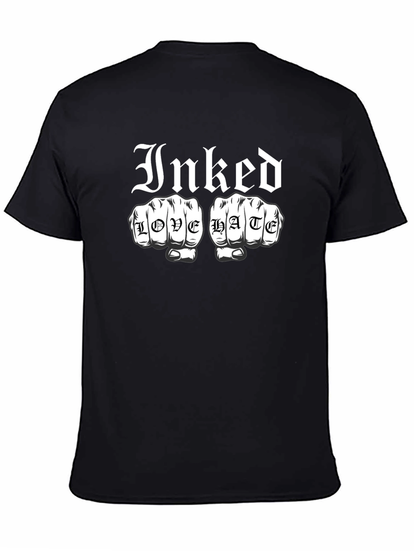Inked Love Hate Graphic Tee - Black Cotton T-Shirt