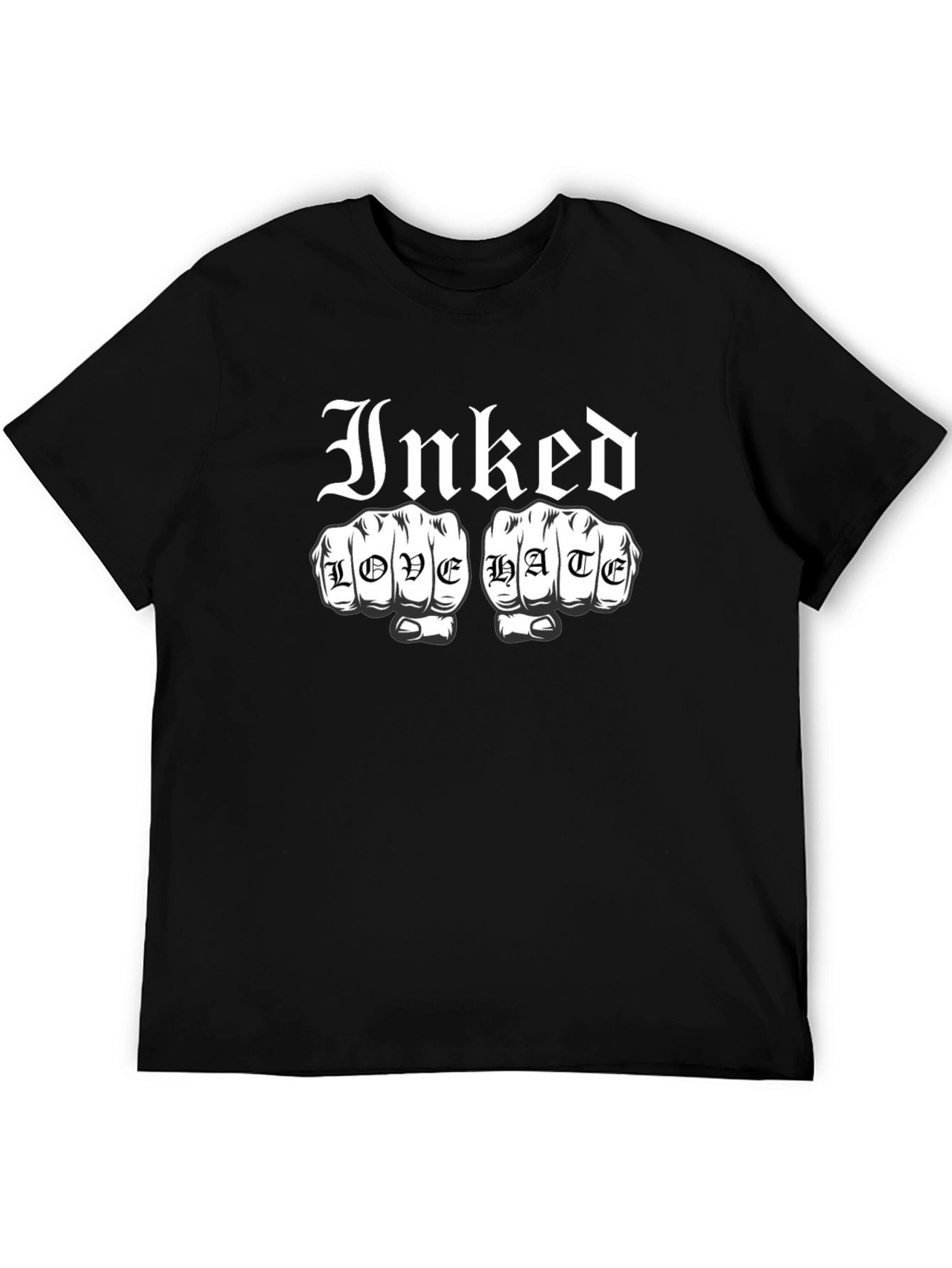 Inked Love Hate Graphic Tee - Black Cotton T-Shirt